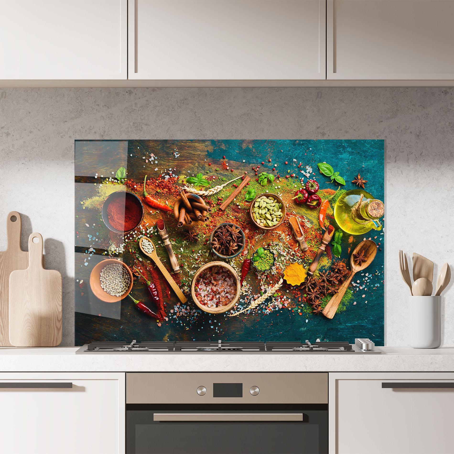 Стъклен панел за кухня Seasonings Mix mockup 7