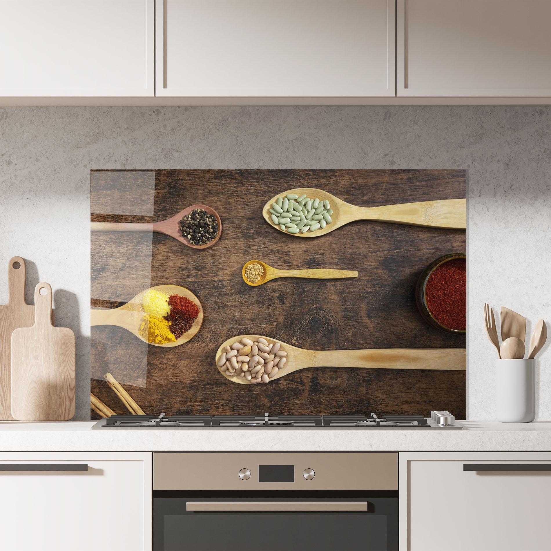 Стъклен панел за кухня Spices Beans mockup 7
