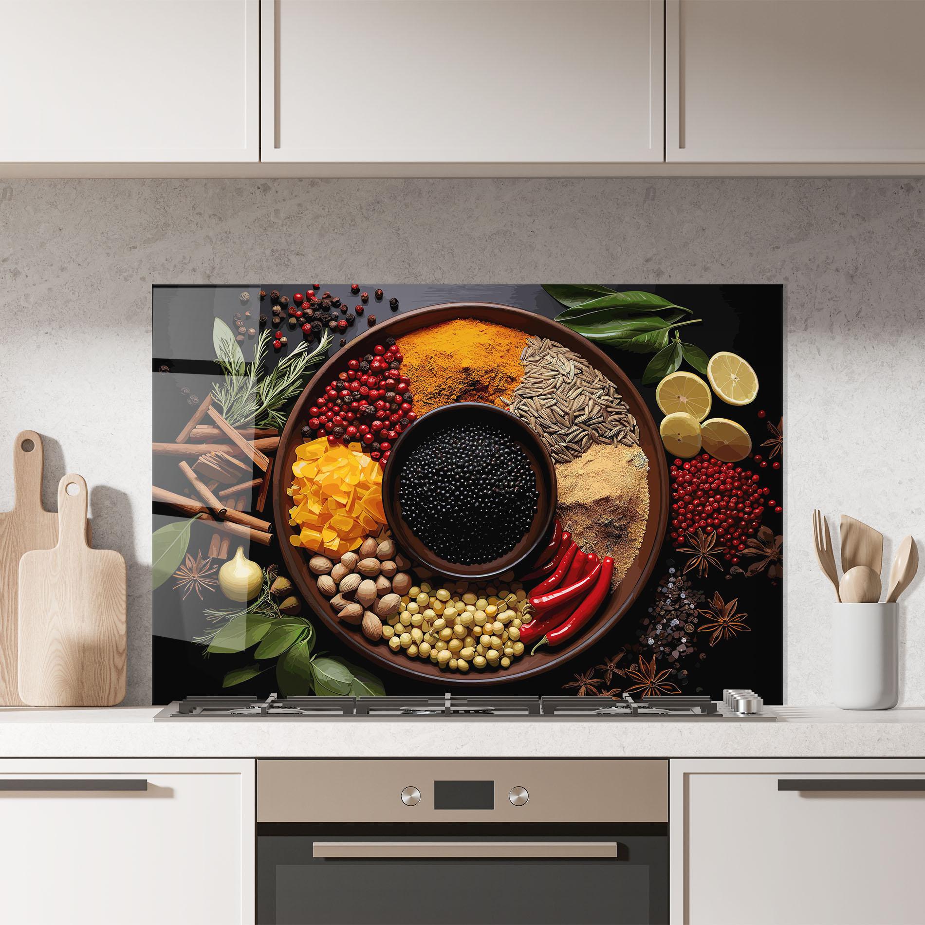 Стъклен панел за кухня Spices Plate mockup 7