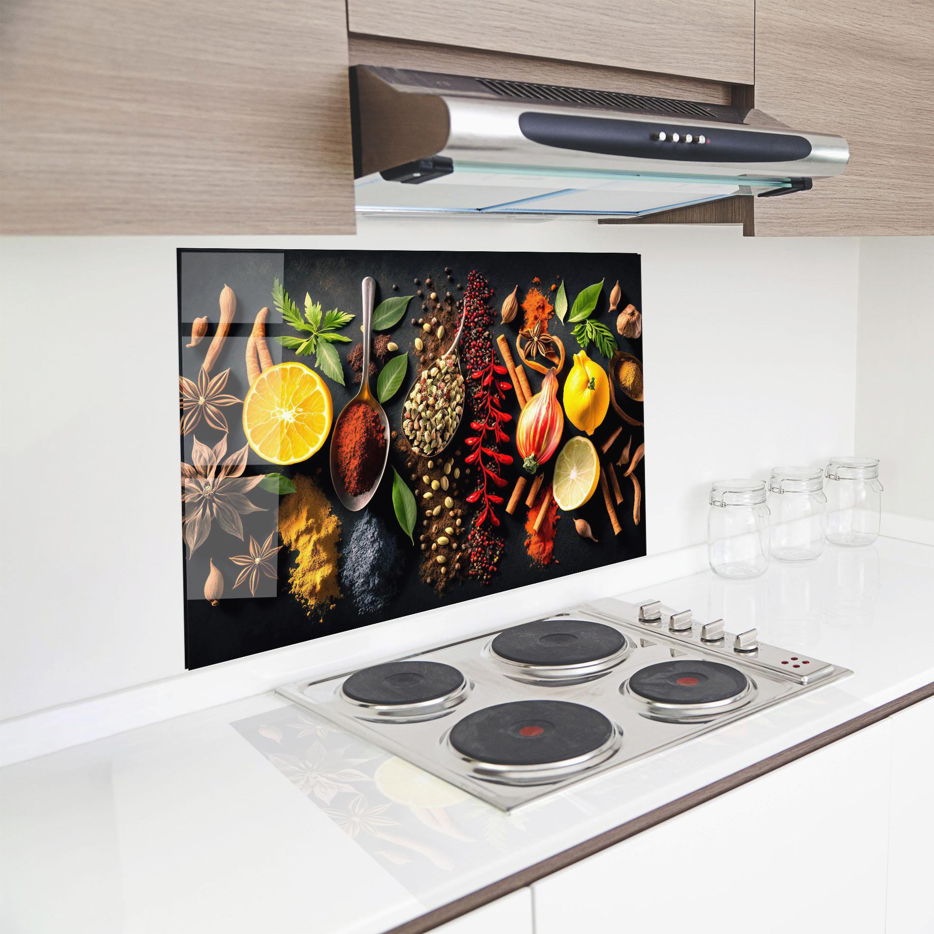 Стъклен панел за кухня Closeup Pices mockup 8