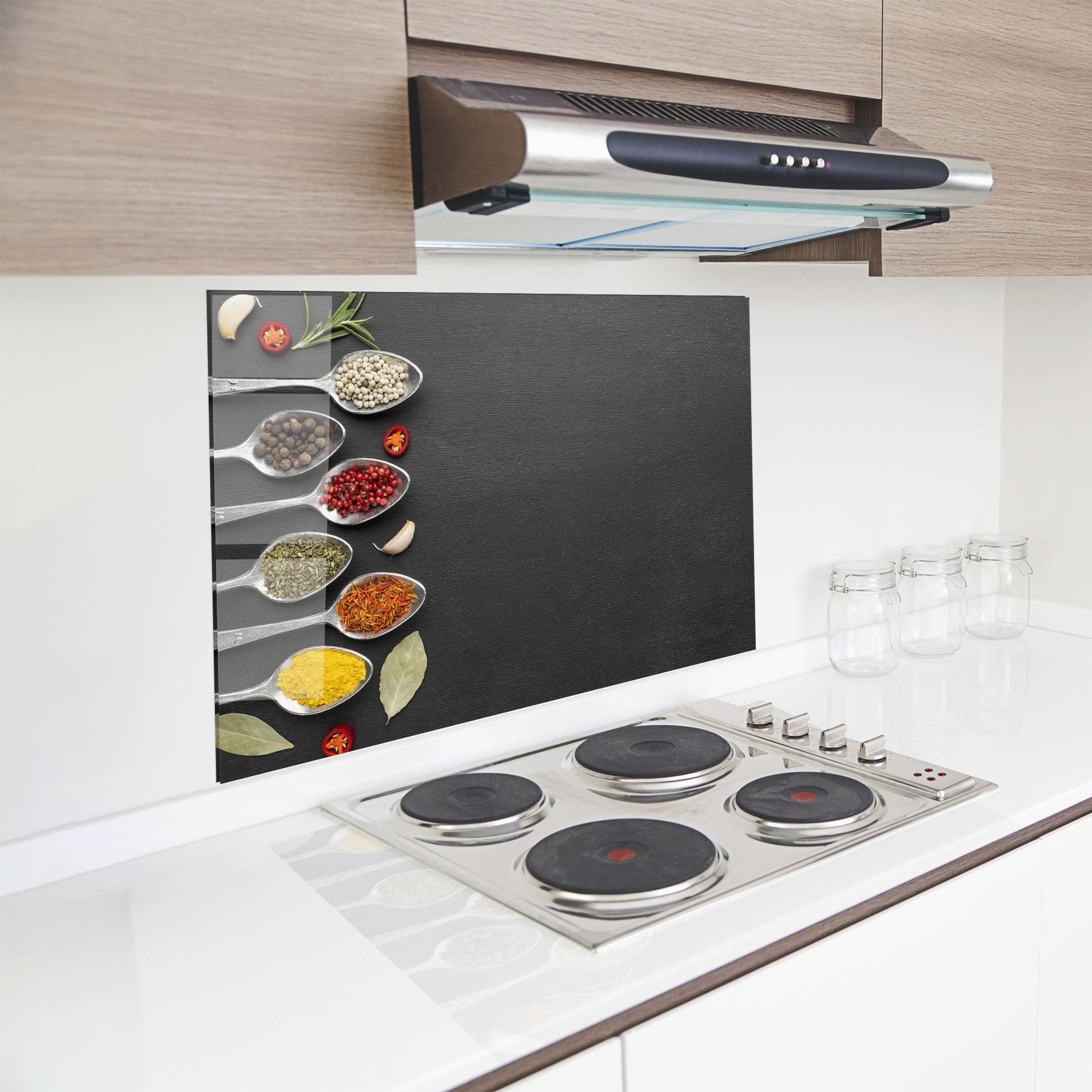Стъклен панел за кухня Condiments Spoons mockup 8