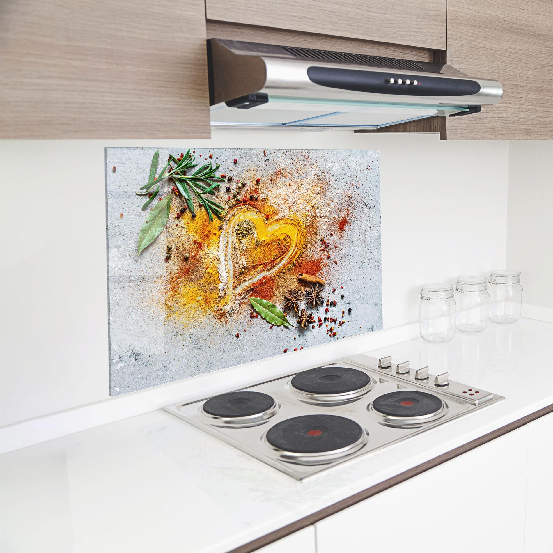 Стъклен панел за кухня Heart Spice Powders mockup 8