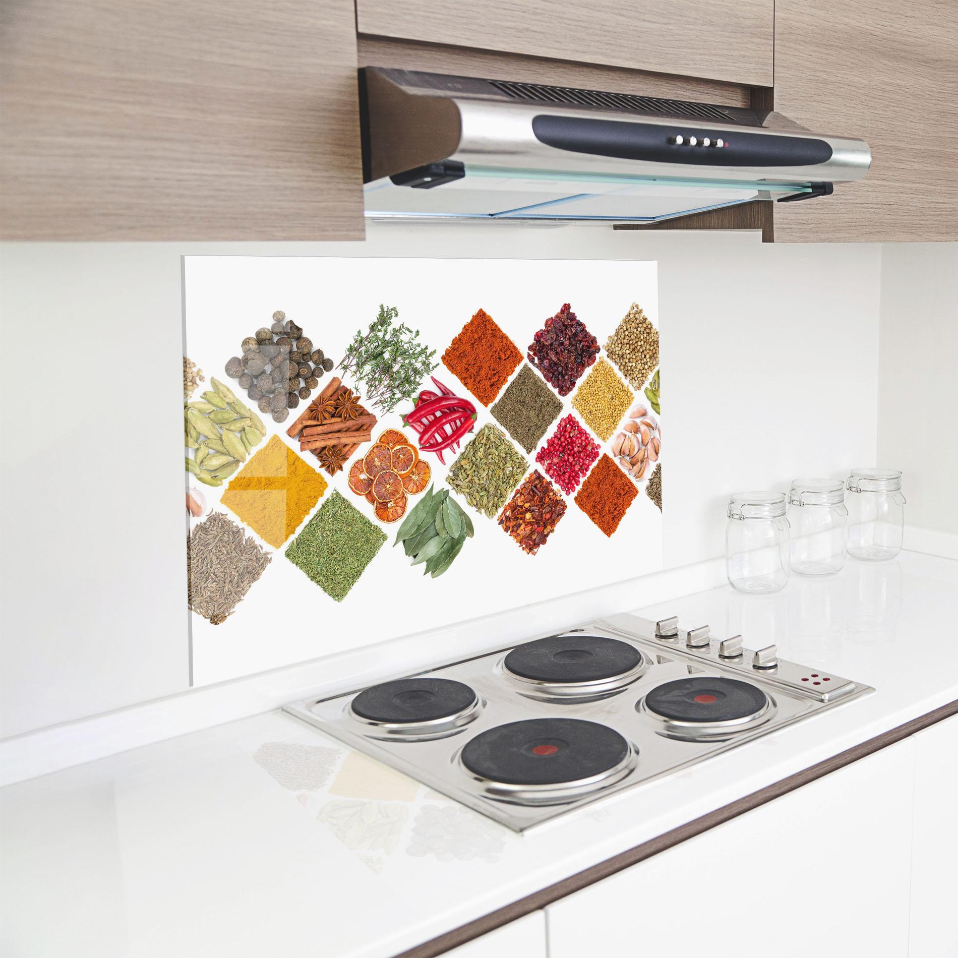 Стъклен панел за кухня Horizontal Pattern Spices mockup 8
