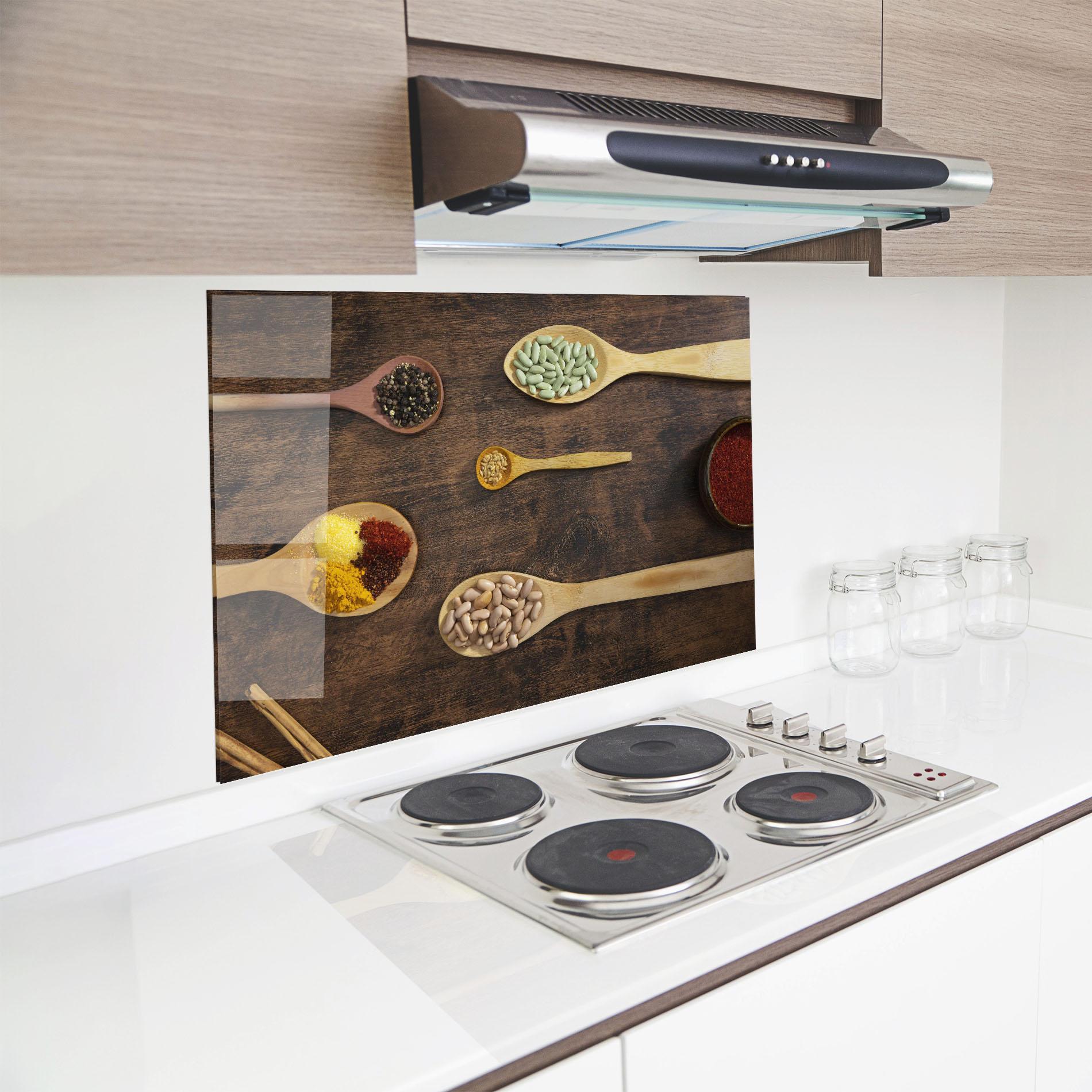 Стъклен панел за кухня Spices Beans mockup 8