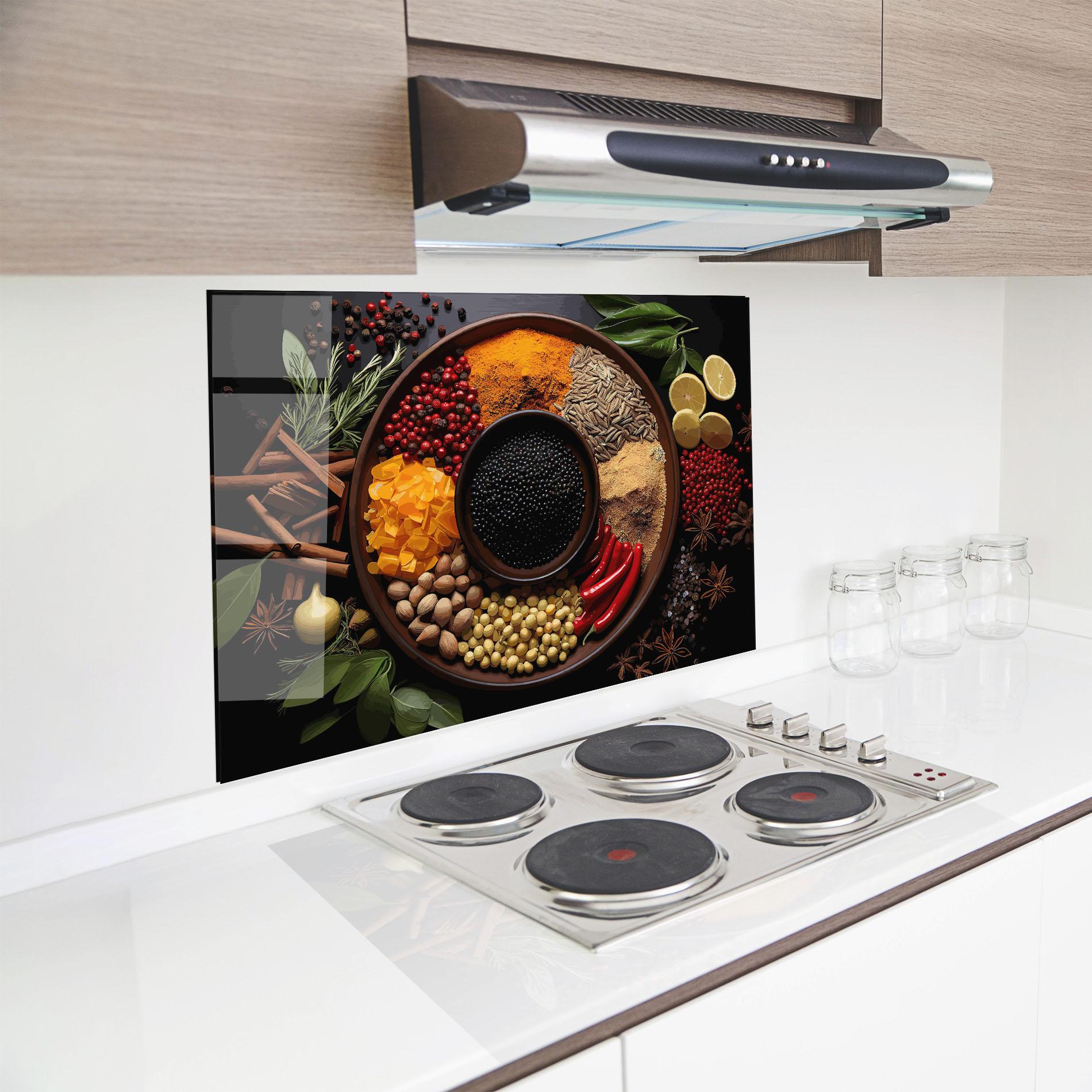 Стъклен панел за кухня Spices Plate mockup 8