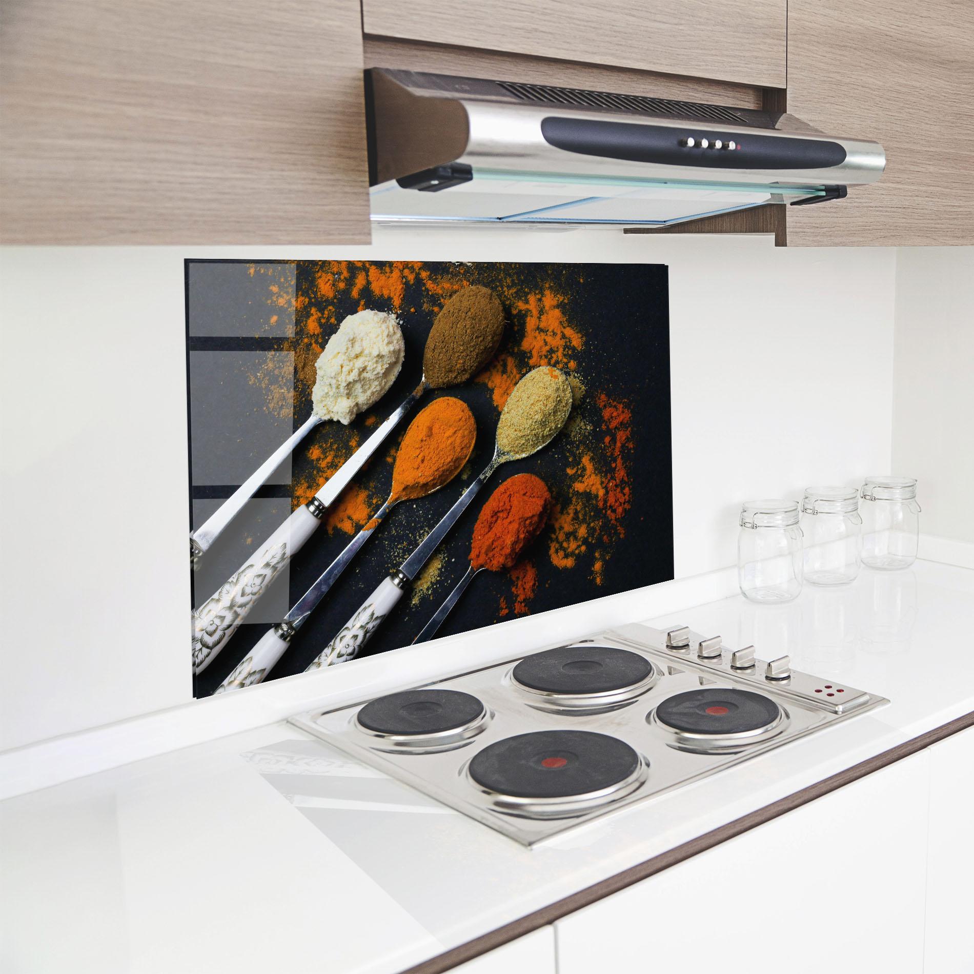 Стъклен панел за кухня Spoons With Spices mockup 8