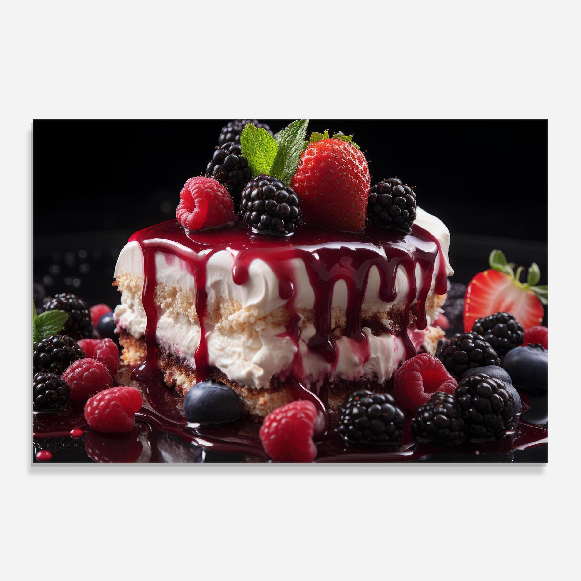 Стъклен панел за кухня Berries Cream Dessert mockup 0