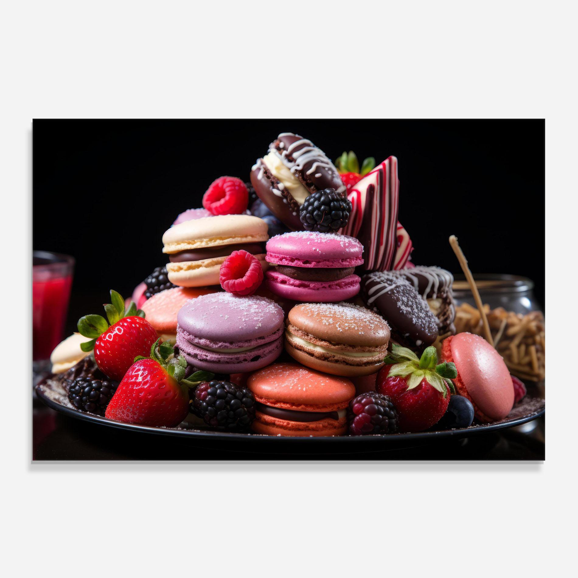 Стъклен панел за кухня Berries Macarons mockup 0