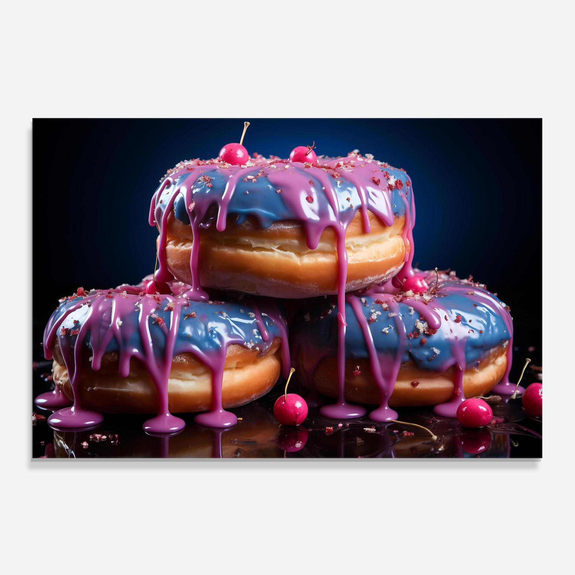 Стъклен панел за кухня Blue Pink Donuts mockup 0