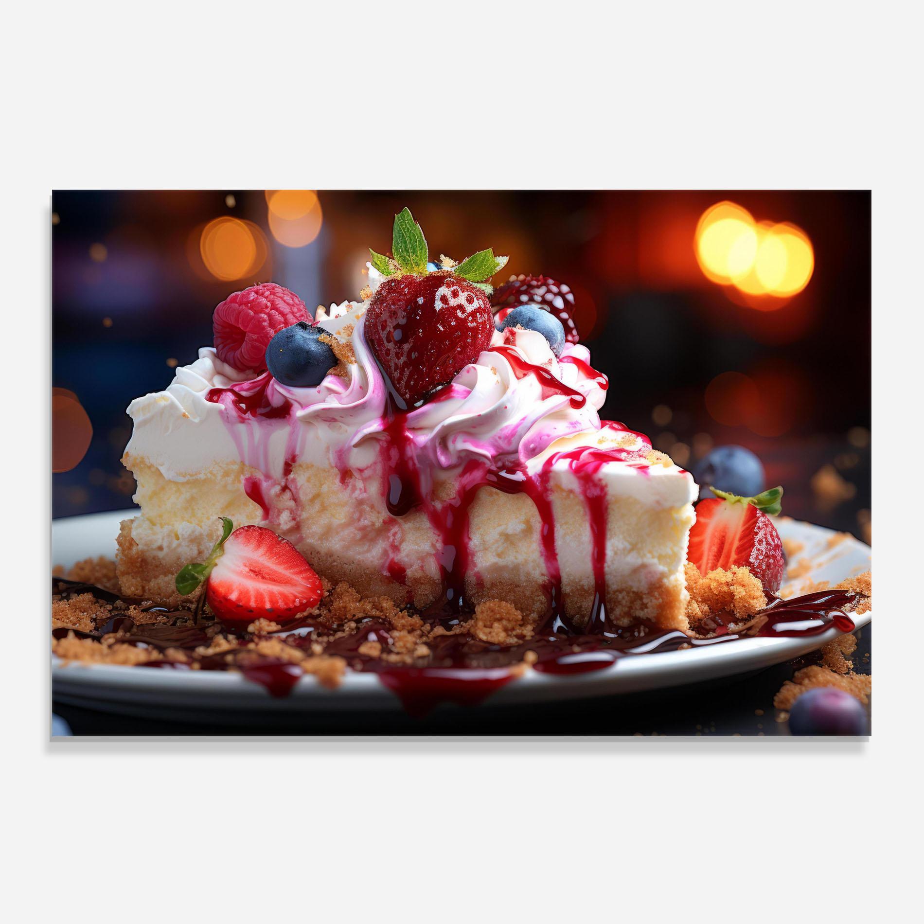 Стъклен панел за кухня Cheesecake Berries mockup 0