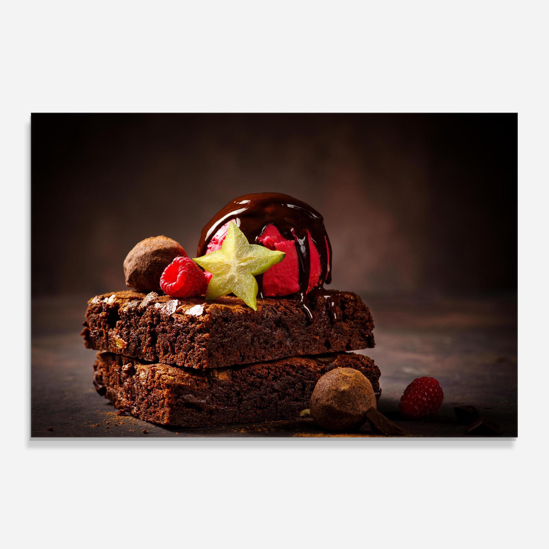 Стъклен панел за кухня Chocolate Brownie mockup 0