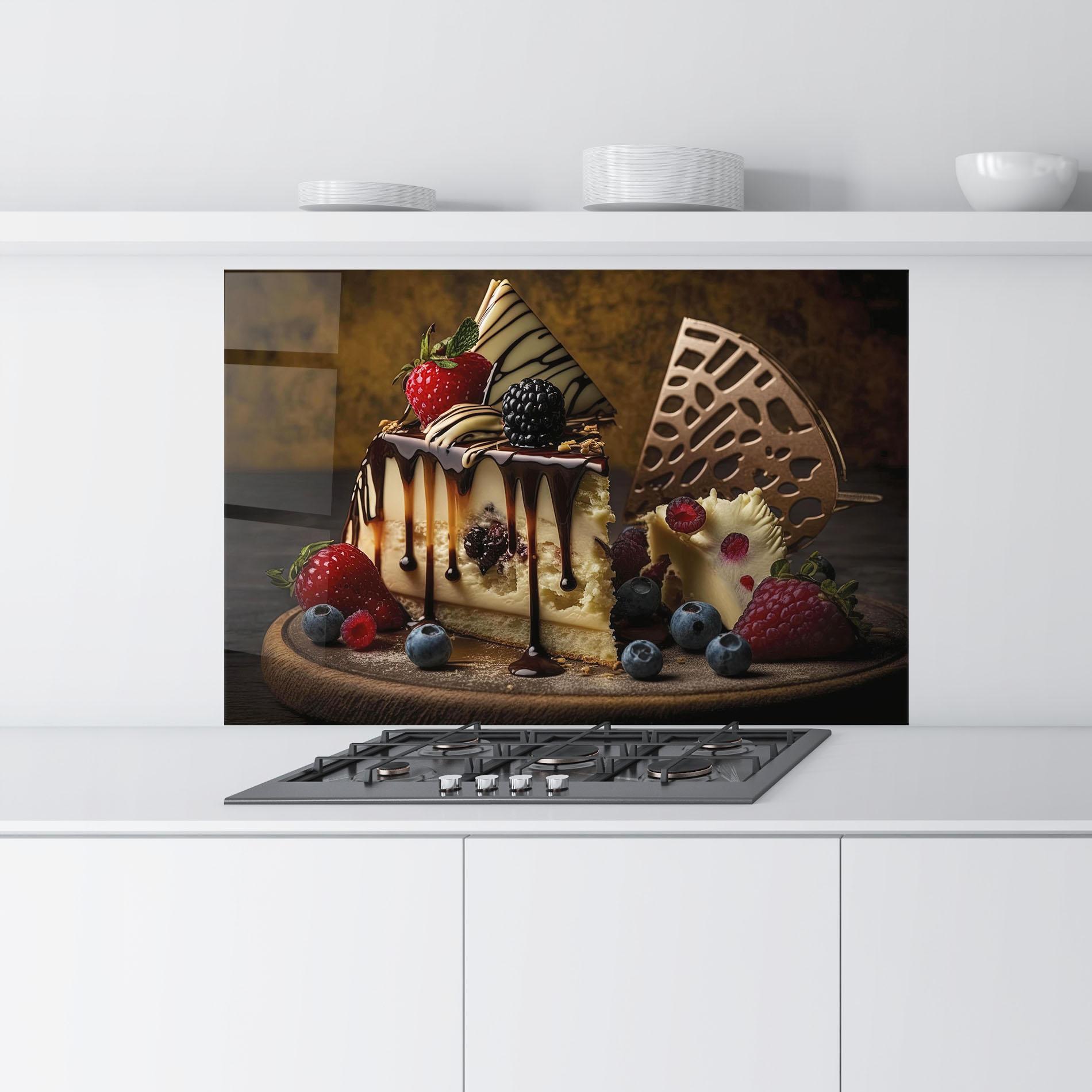 Стъклен панел за кухня Cheesecake Chocolate mockup 9