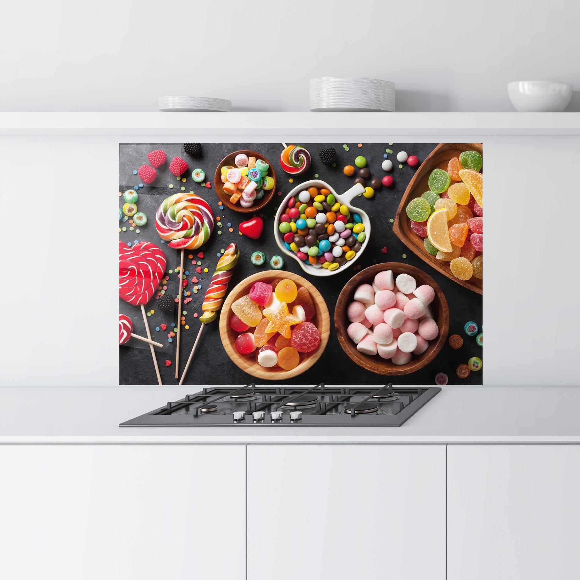 Стъклен панел за кухня Colorful Candies mockup 9
