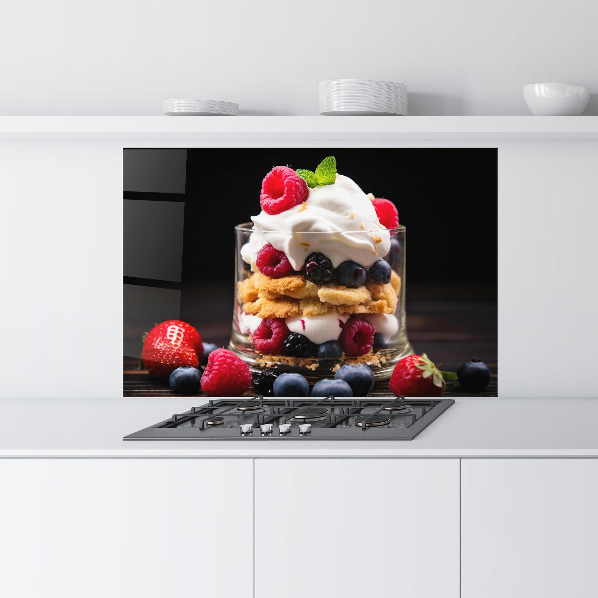 Стъклен панел за кухня Cup Fruit Dessert mockup 9