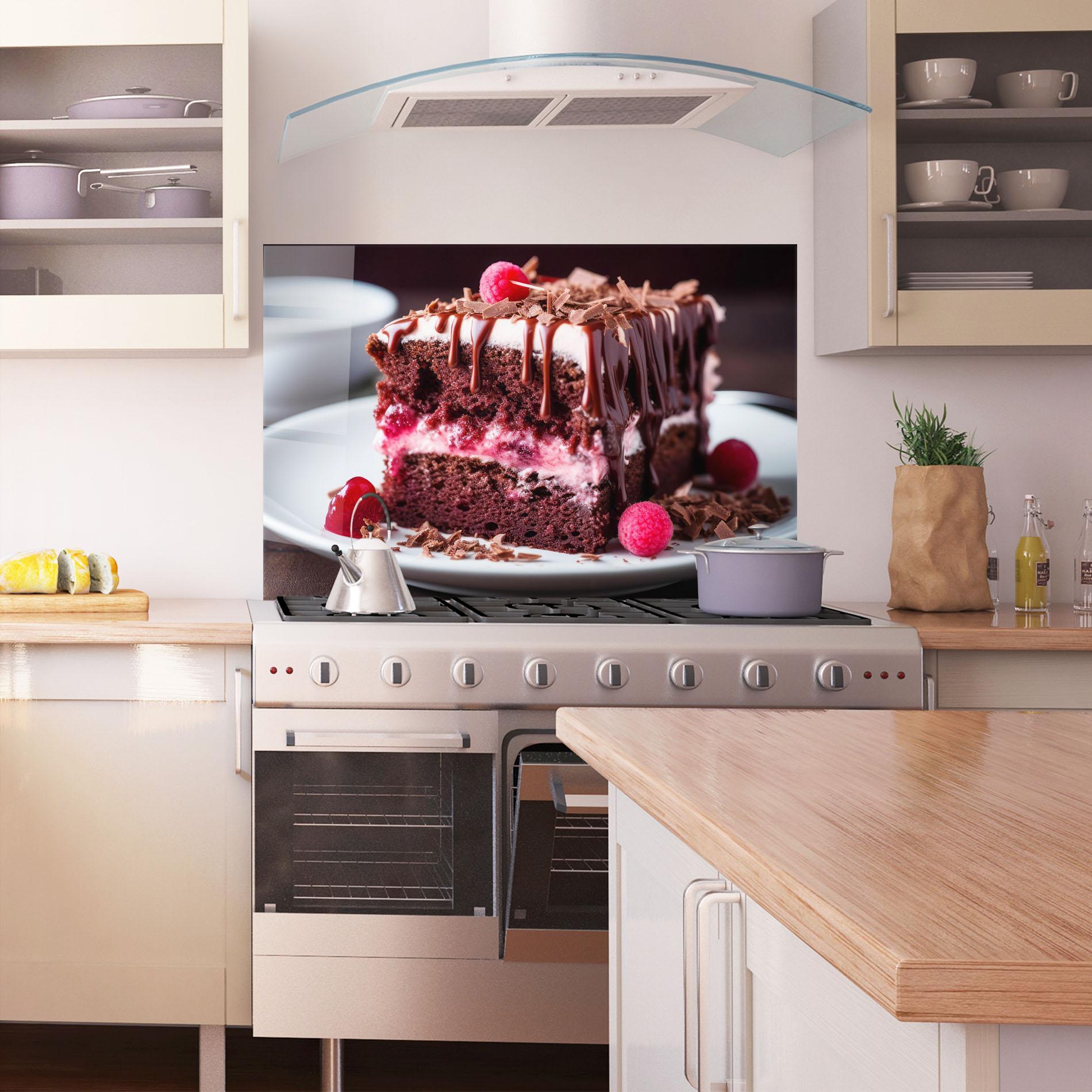 Стъклен панел за кухня Brown Cake mockup 1