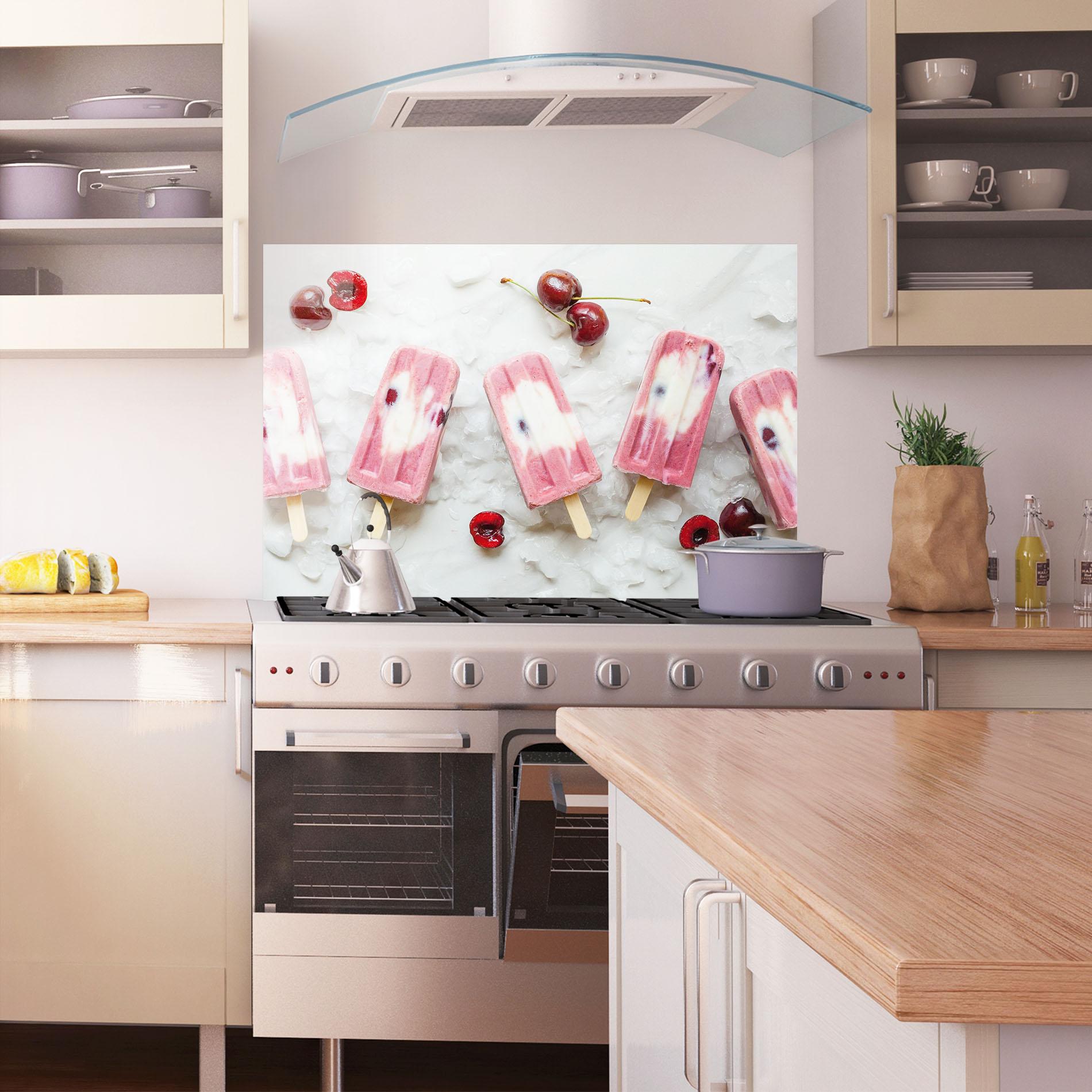 Стъклен панел за кухня Cherry Ice Cream mockup 1