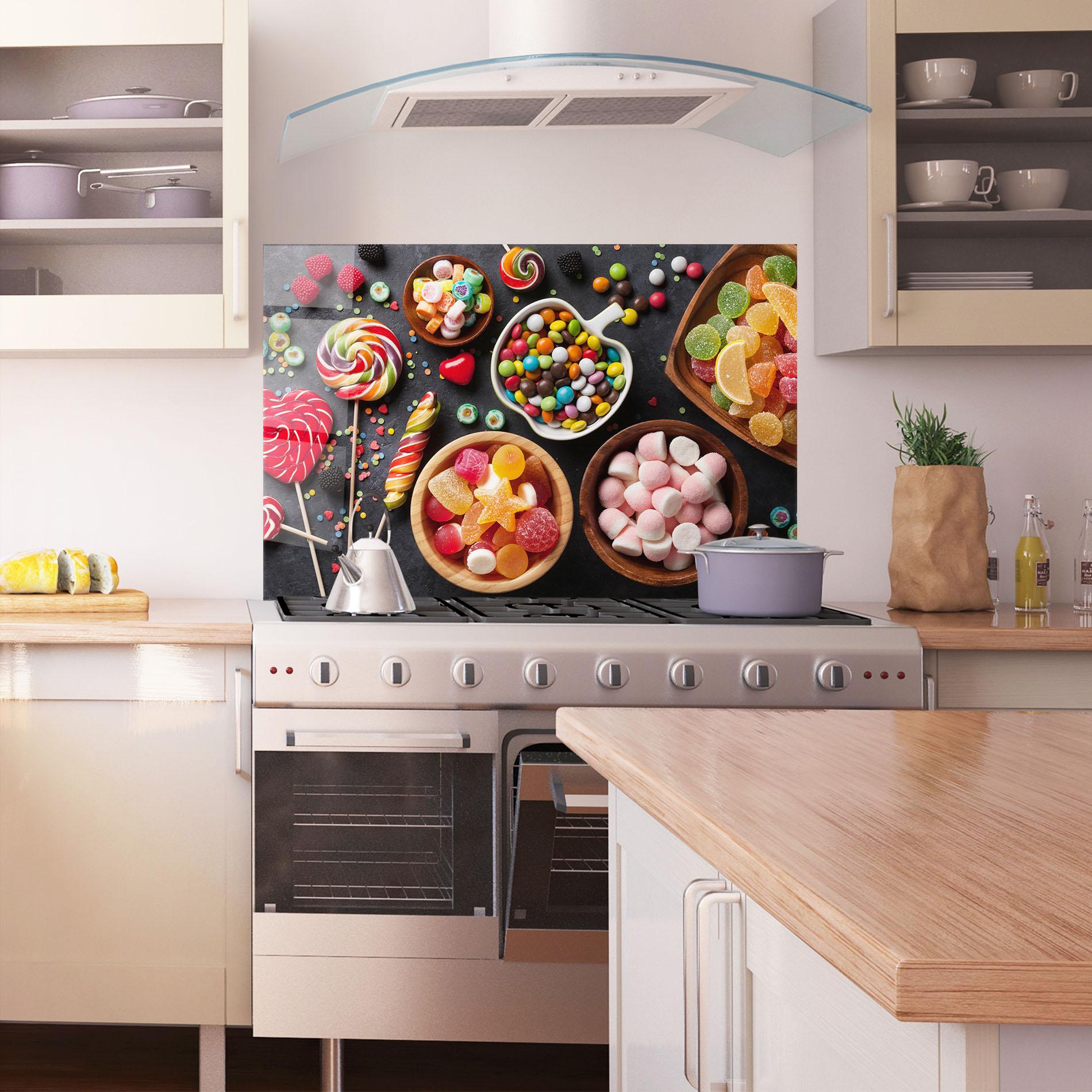 Стъклен панел за кухня Colorful Candies mockup 1