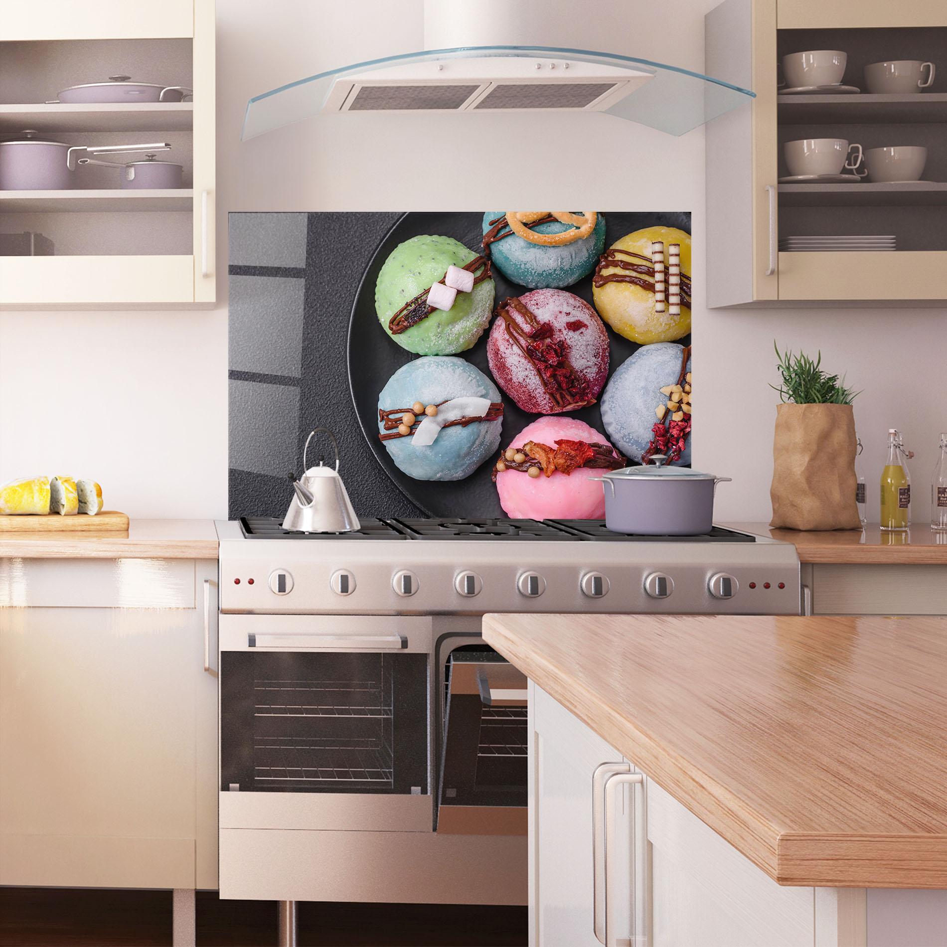 Стъклен панел за кухня Colorful Mochi Desserts mockup 1