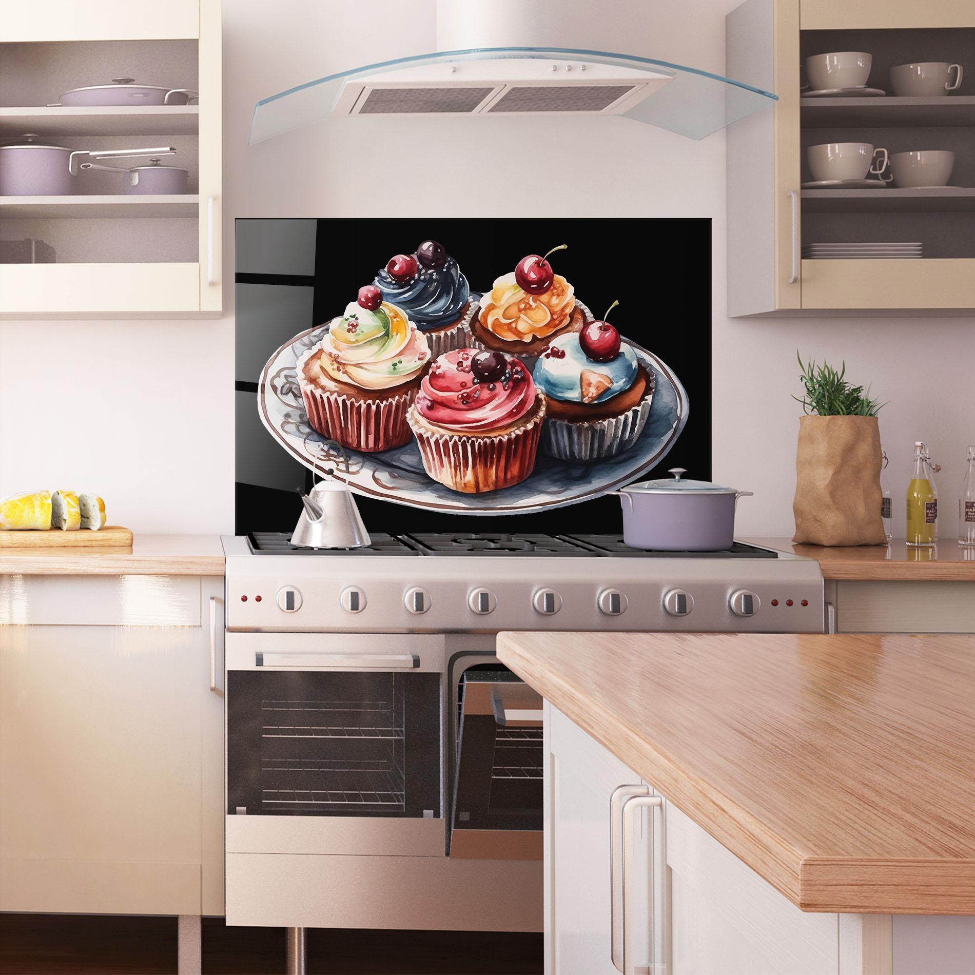 Стъклен панел за кухня Colorful Muffins mockup 1