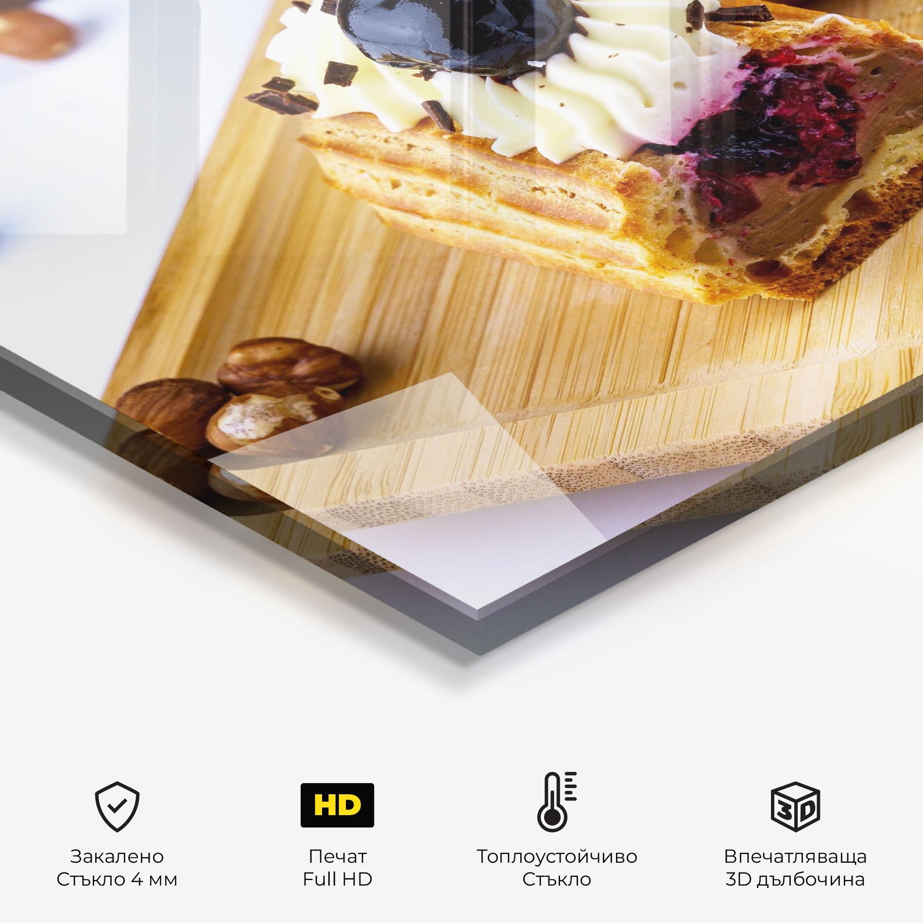 Стъклен панел за кухня Blueberry Eclair mockup 2