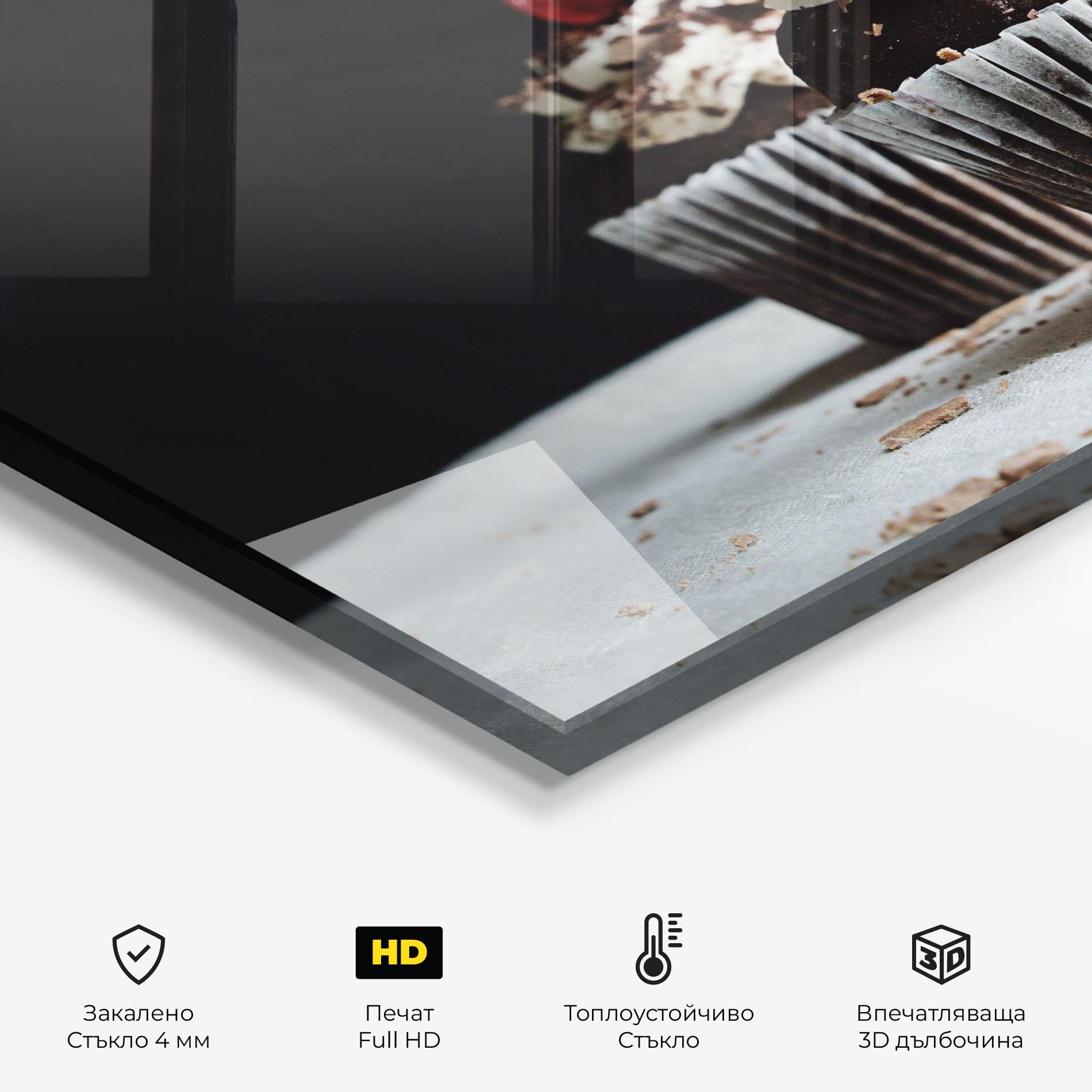 Стъклен панел за кухня Brown Muffins mockup 2