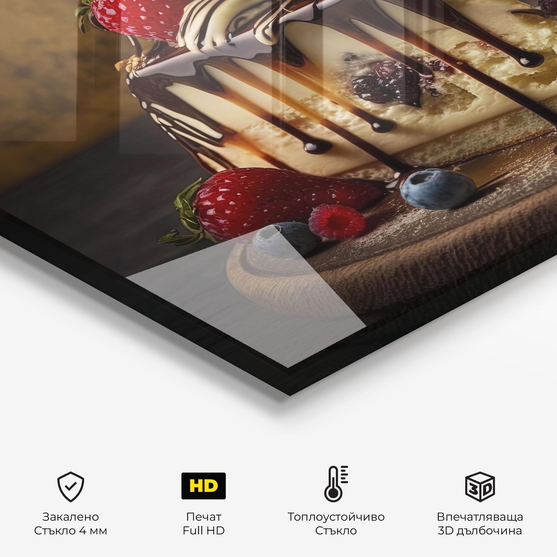 Стъклен панел за кухня Cheesecake Chocolate mockup 2