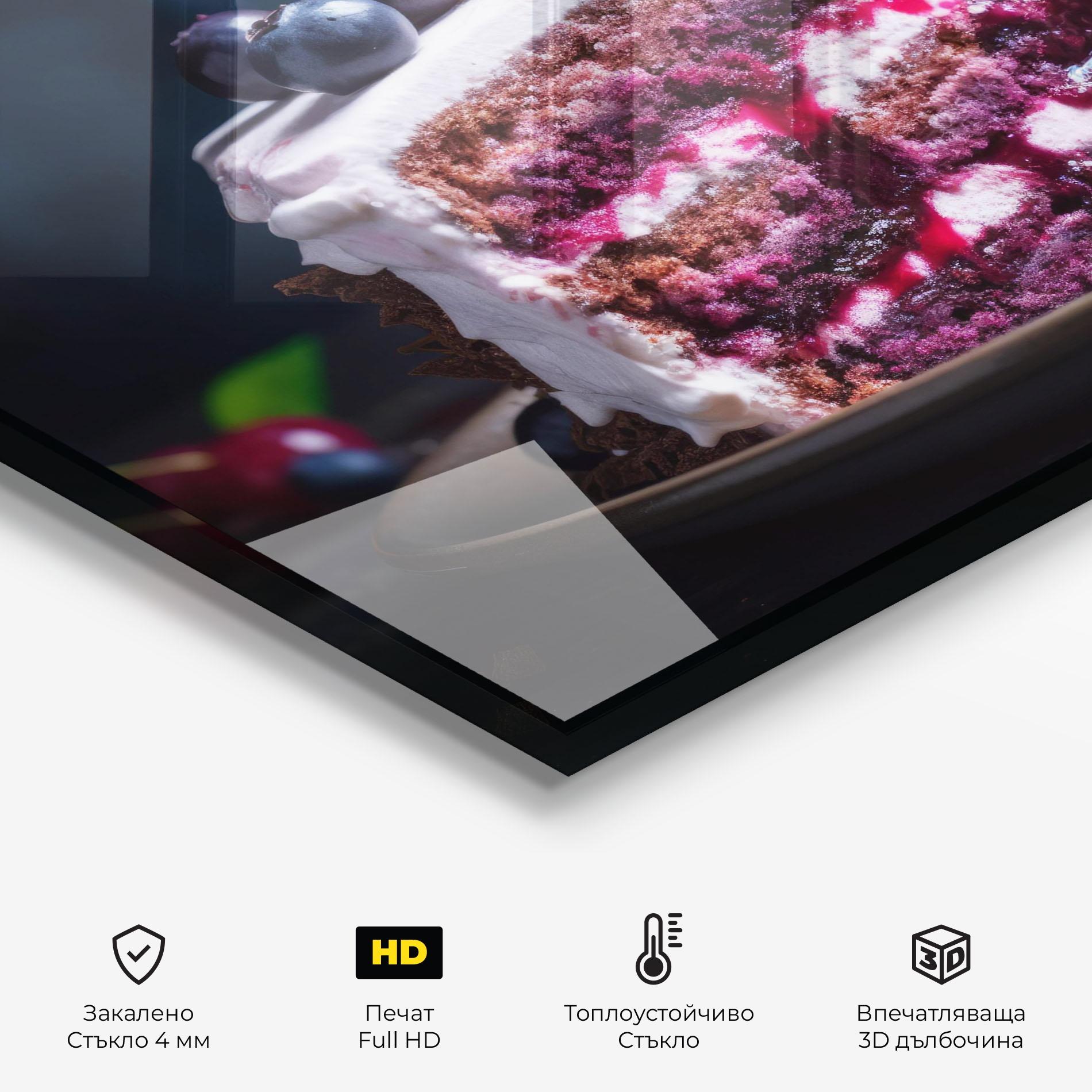 Стъклен панел за кухня Cherries Cream mockup 2