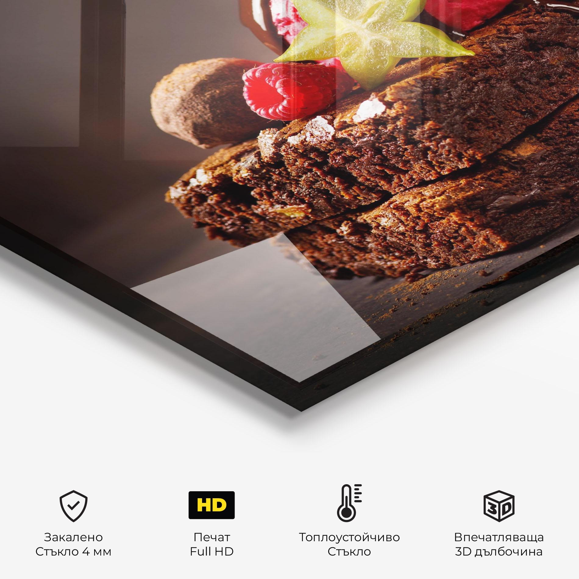 Стъклен панел за кухня Chocolate Brownie mockup 2
