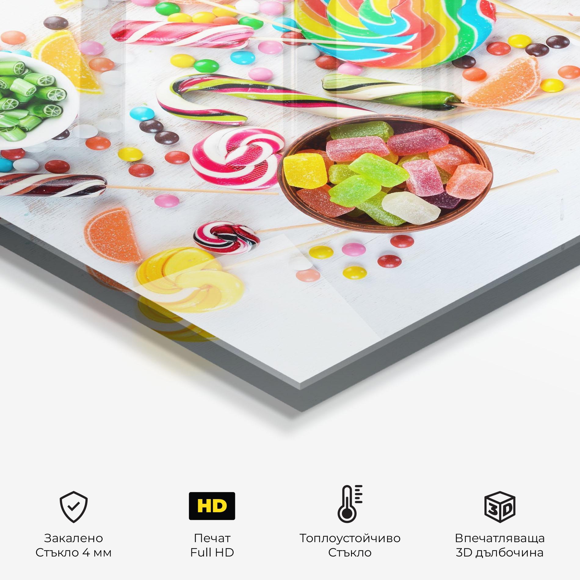 Стъклен панел за кухня Colorful Candies Jelly mockup 2
