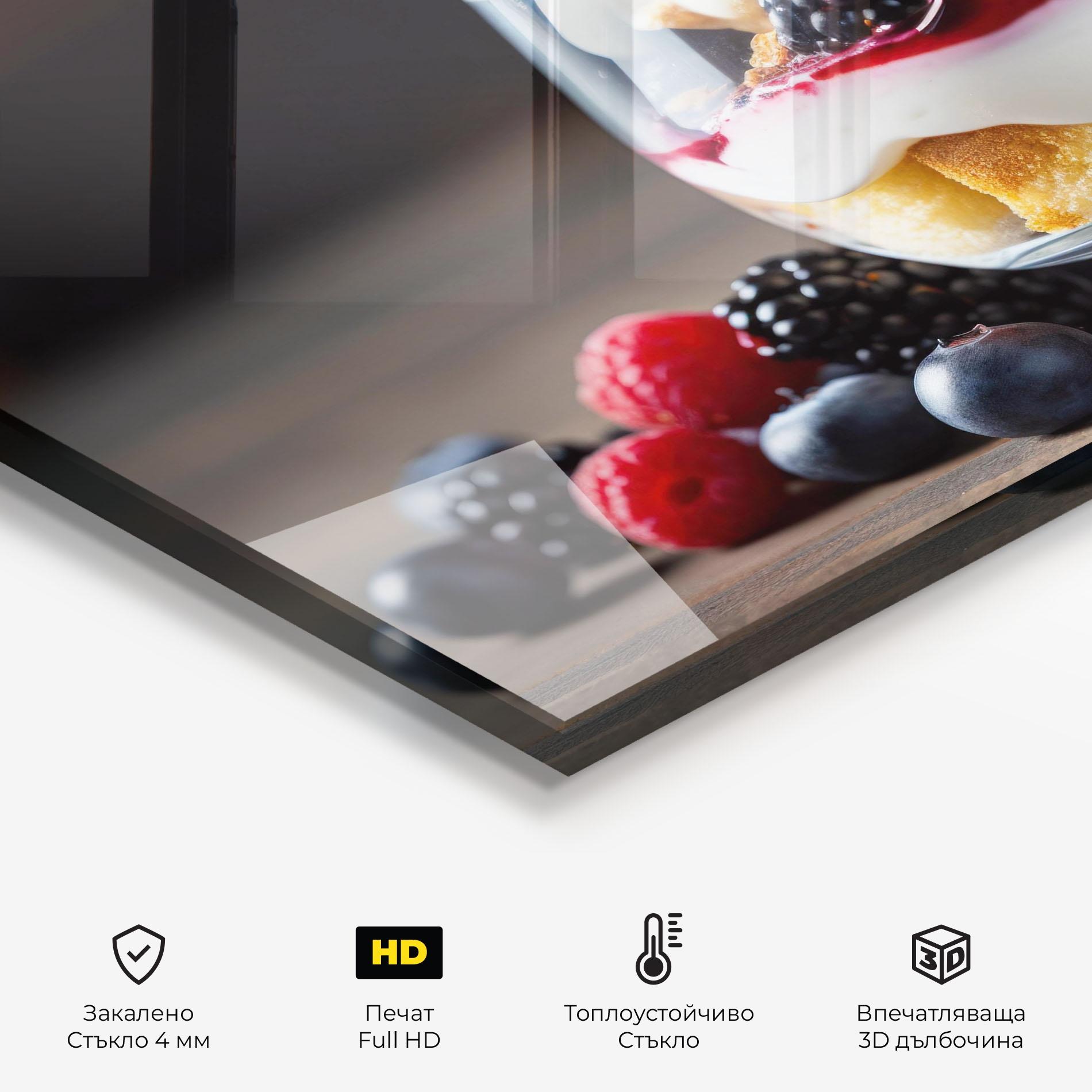 Стъклен панел за кухня Cup Sweet Dessert mockup 2