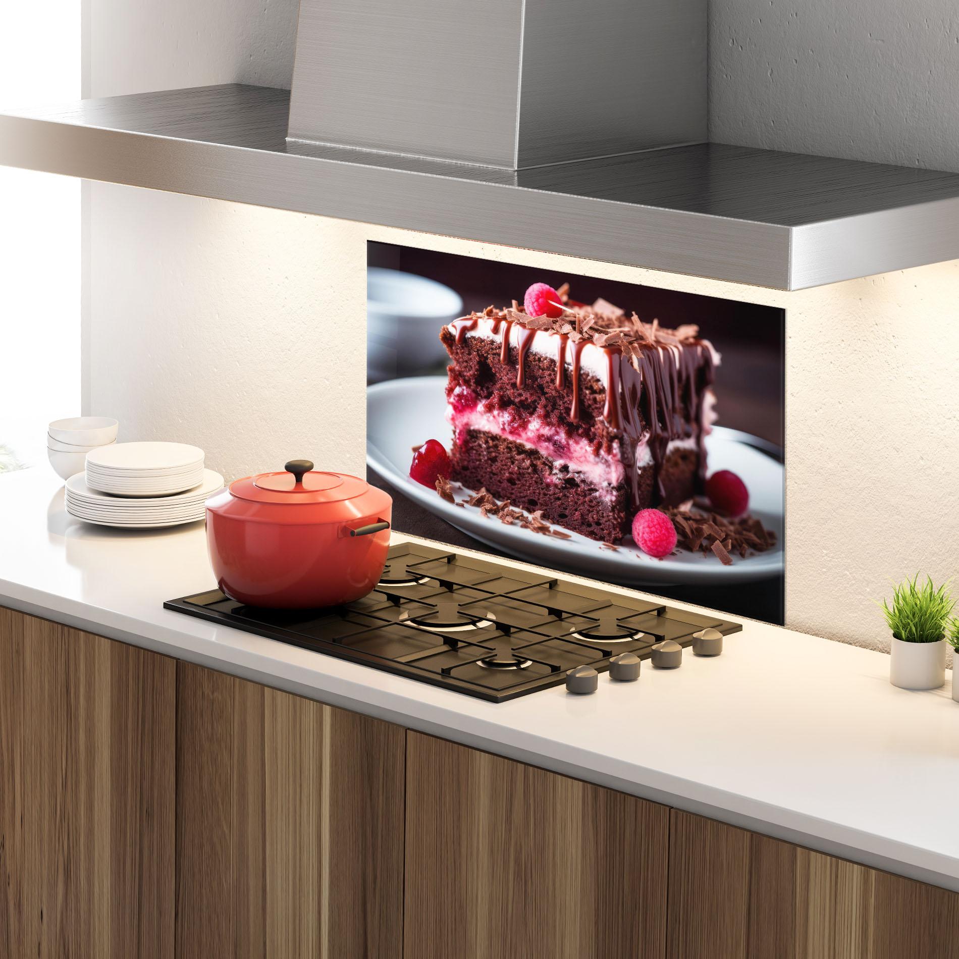 Стъклен панел за кухня Brown Cake mockup 4