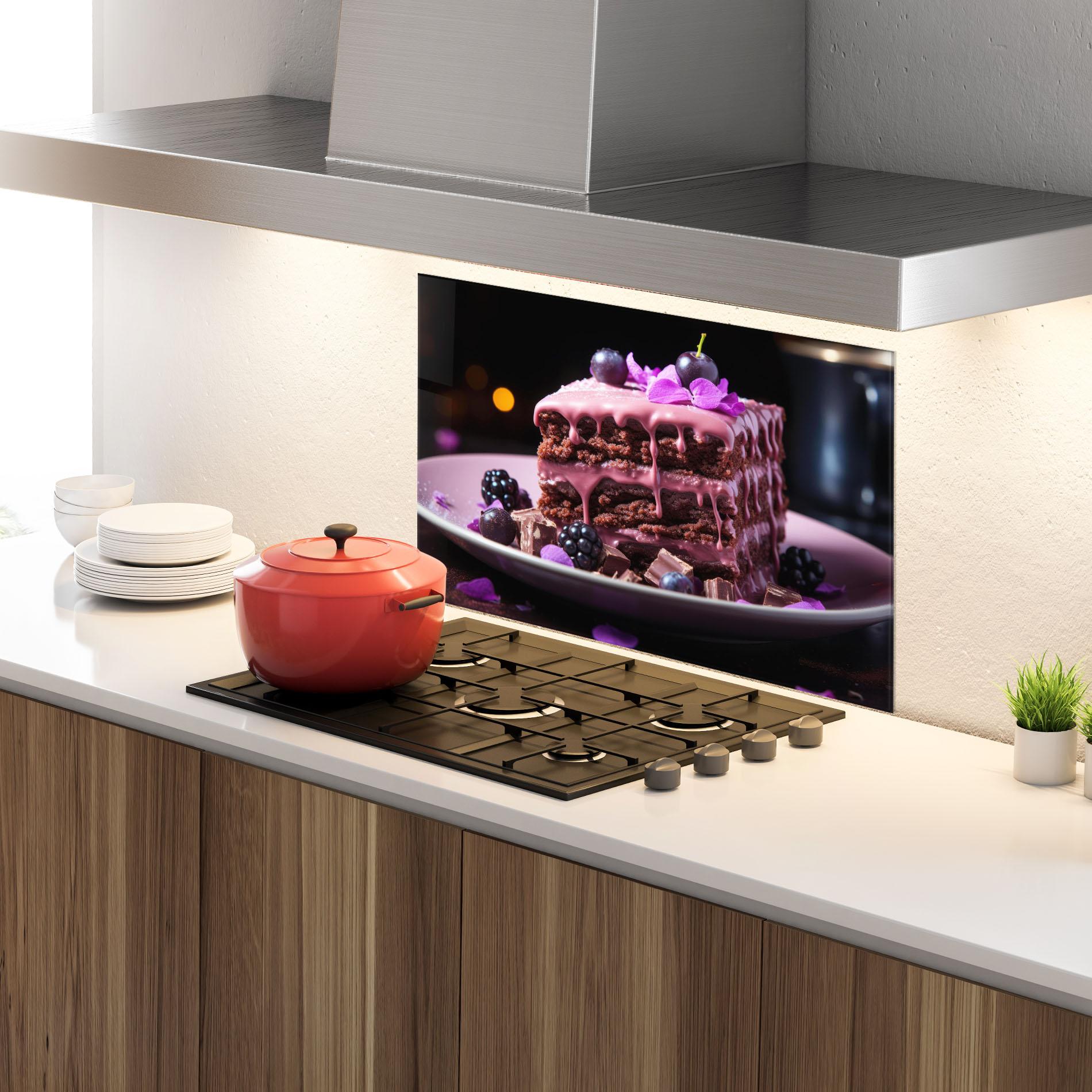 Стъклен панел за кухня Chocolate Berries mockup 4