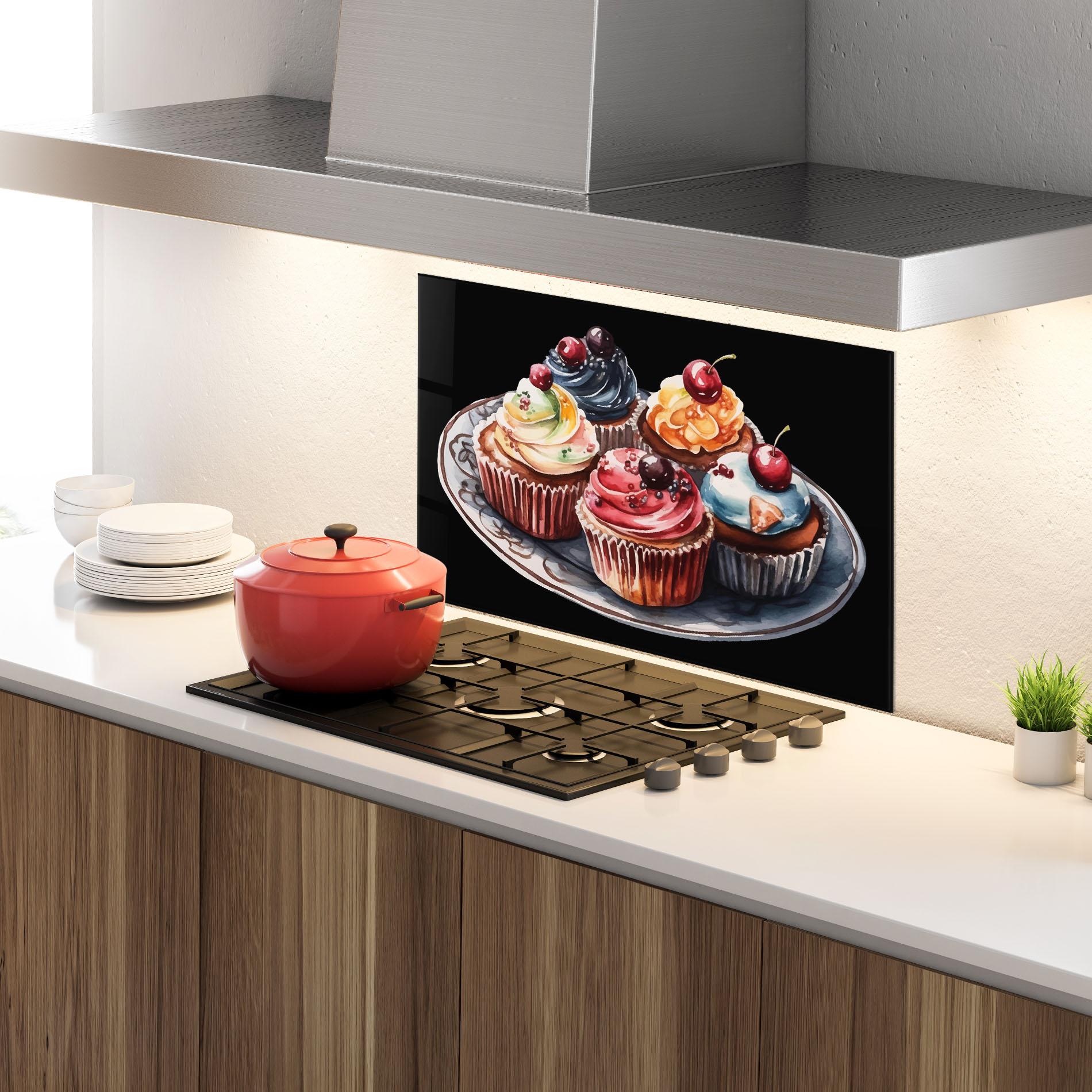 Стъклен панел за кухня Colorful Muffins mockup 4