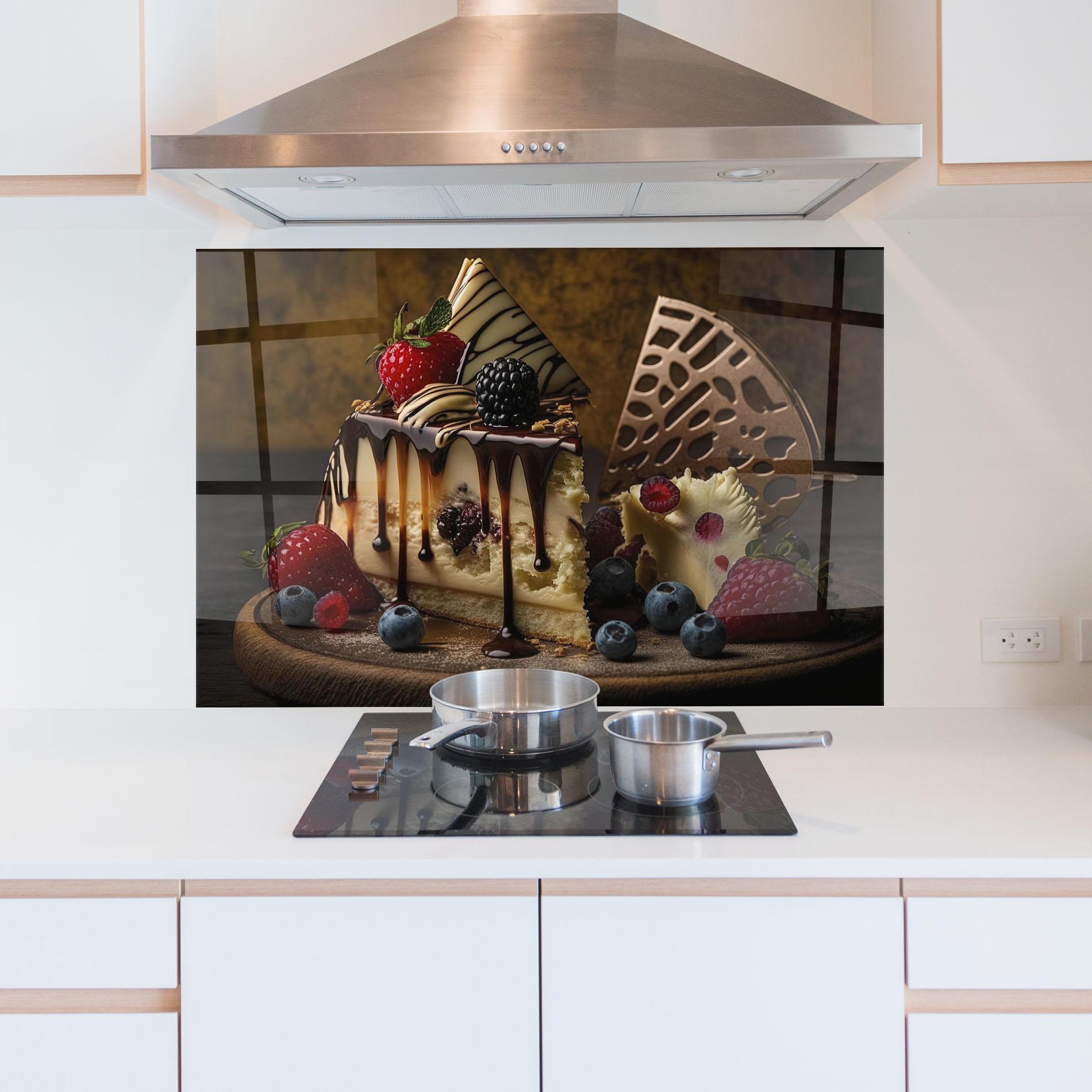 Стъклен панел за кухня Cheesecake Chocolate mockup 5