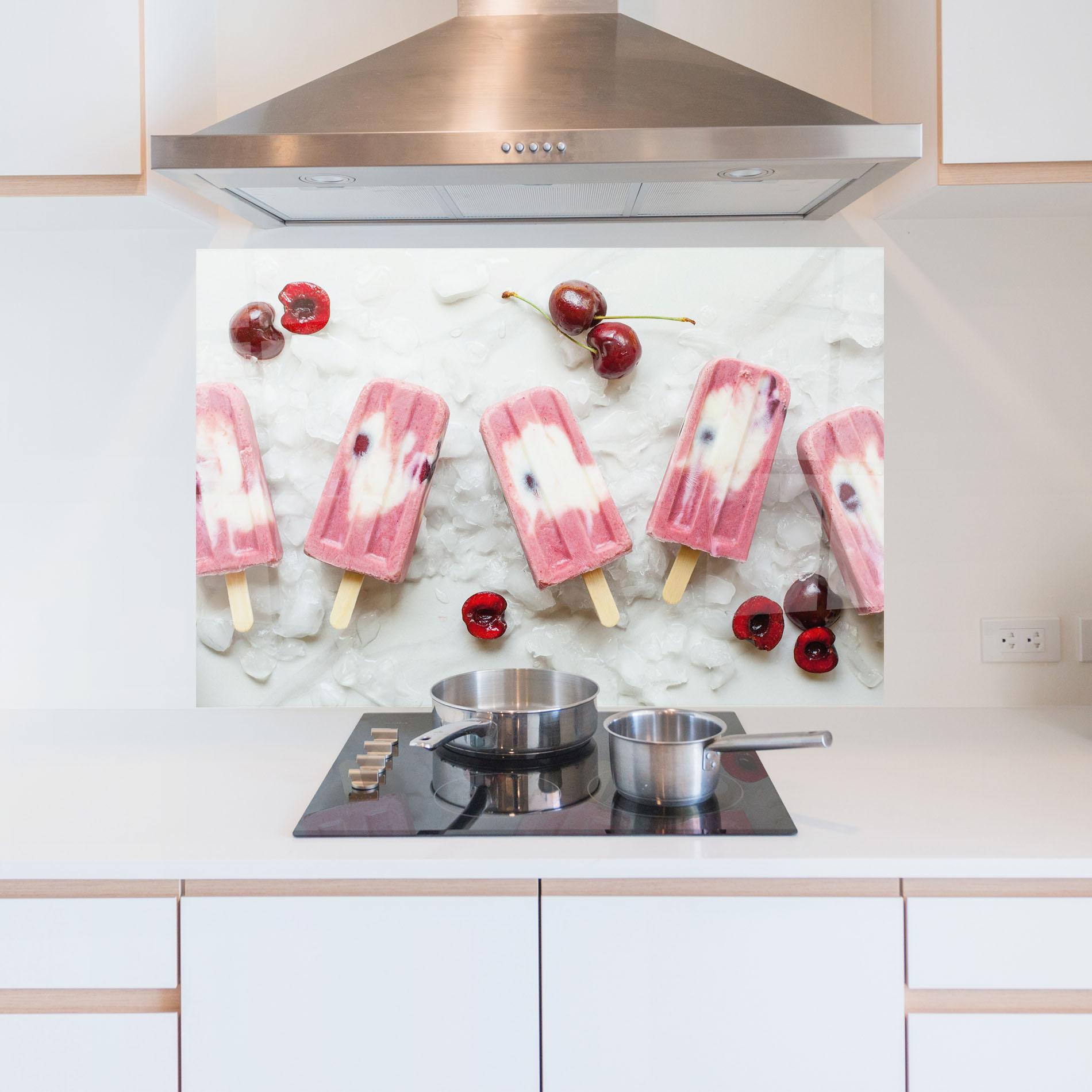 Стъклен панел за кухня Cherry Ice Cream mockup 5
