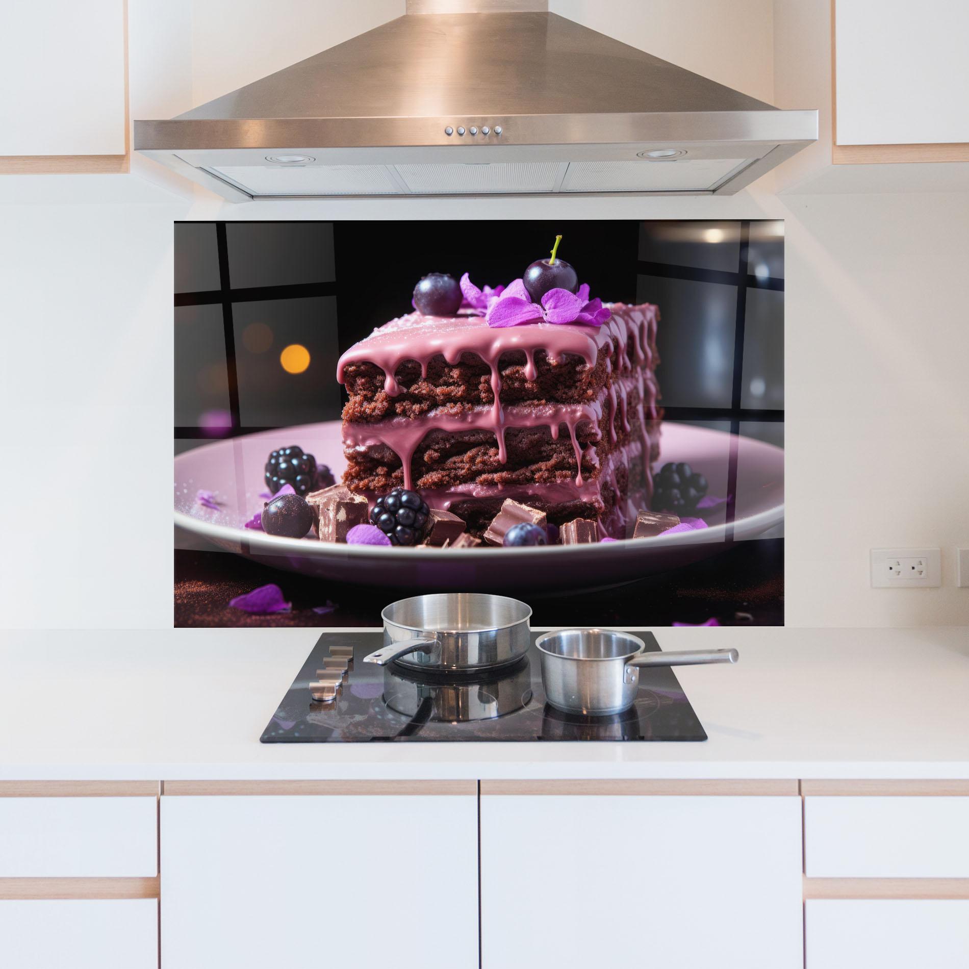 Стъклен панел за кухня Chocolate Berries mockup 5