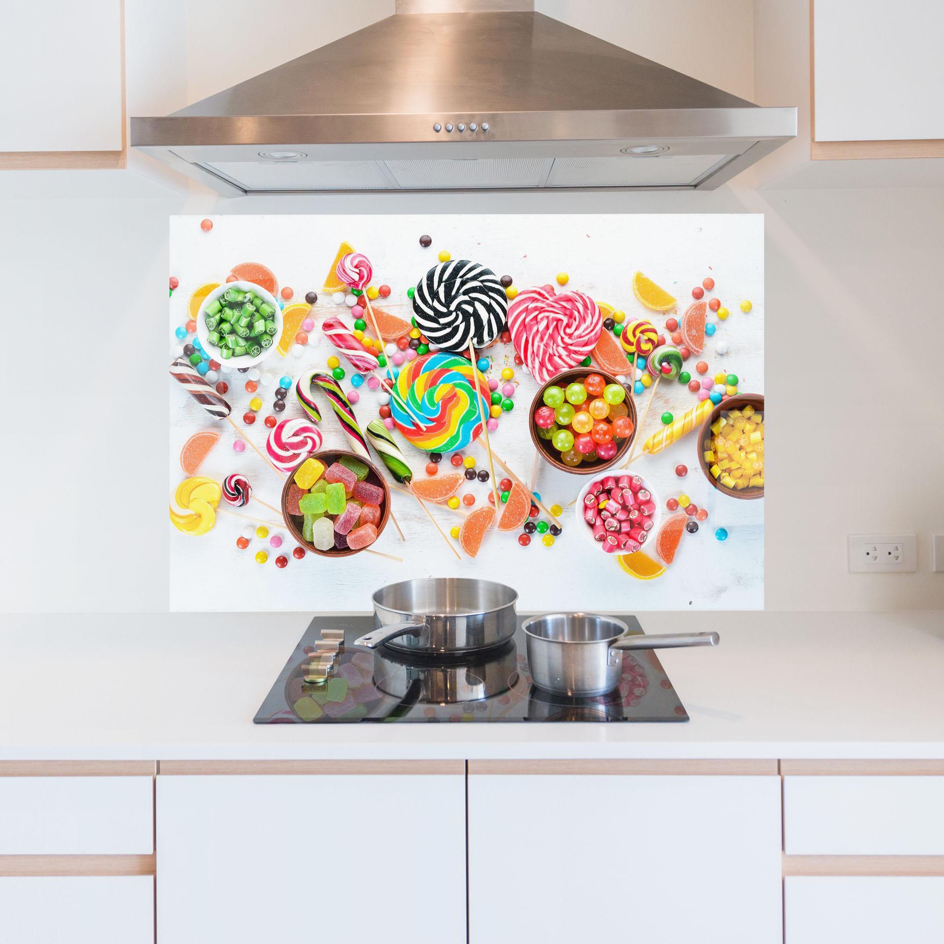 Стъклен панел за кухня Colorful Candies Jelly mockup 5