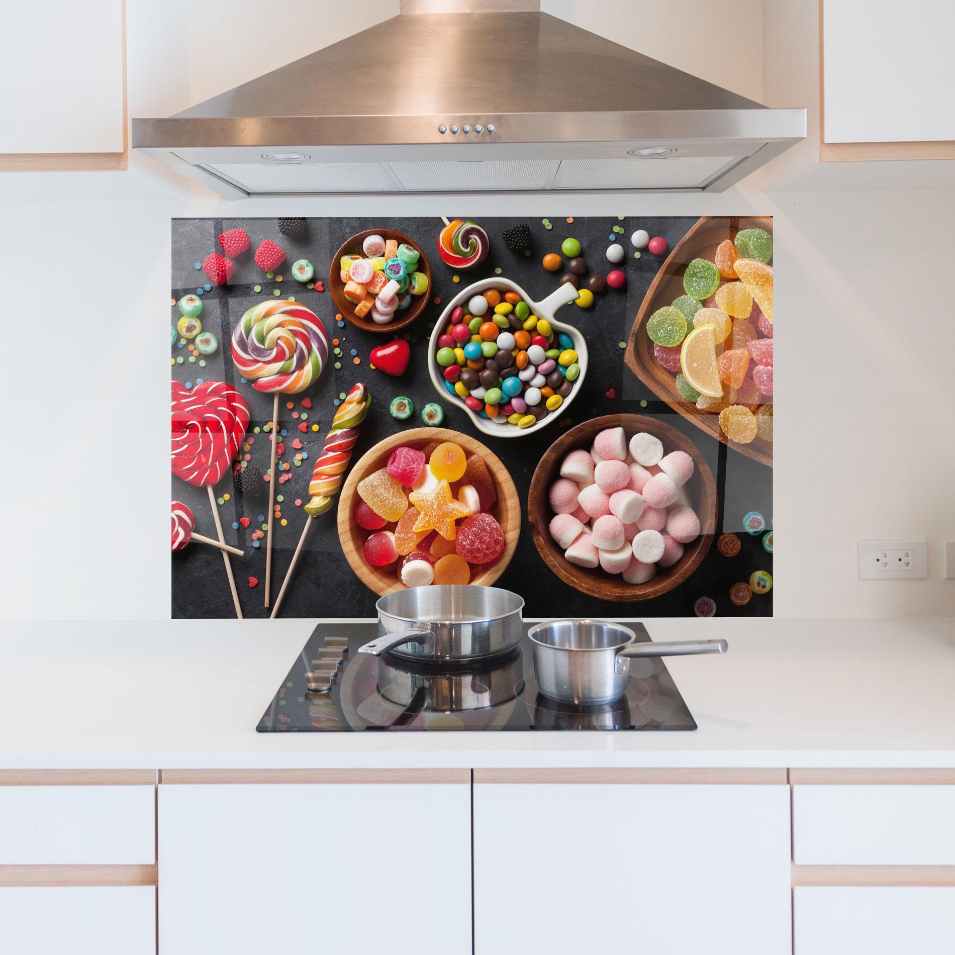 Стъклен панел за кухня Colorful Candies mockup 5