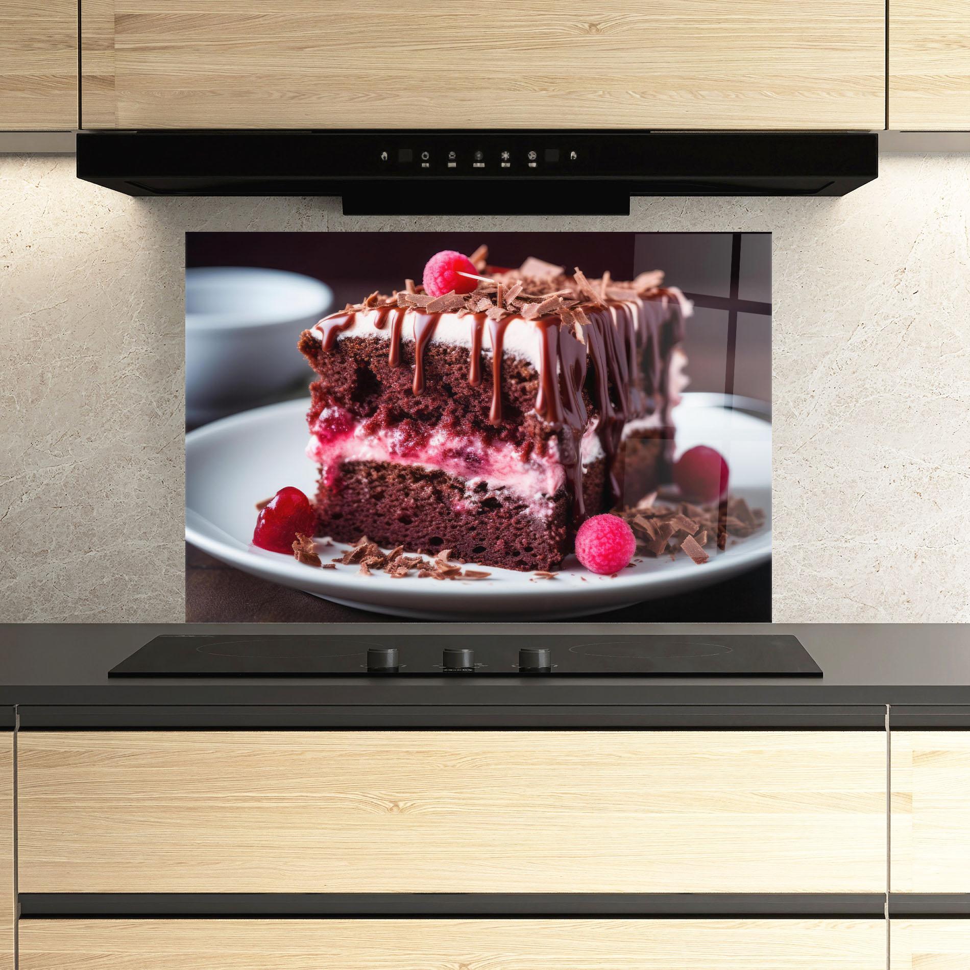 Стъклен панел за кухня Brown Cake mockup 3