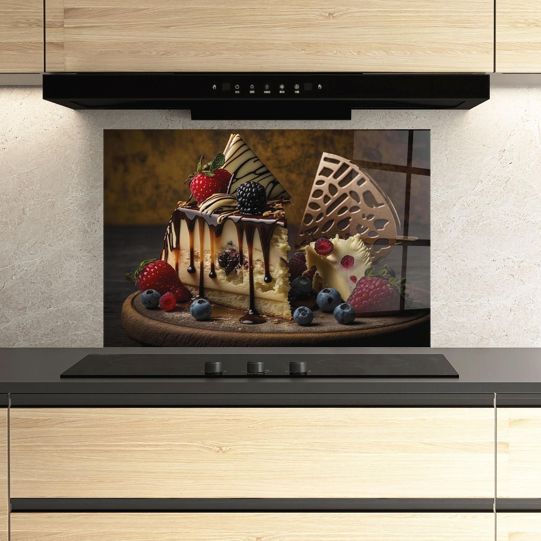 Стъклен панел за кухня Cheesecake Chocolate mockup 3