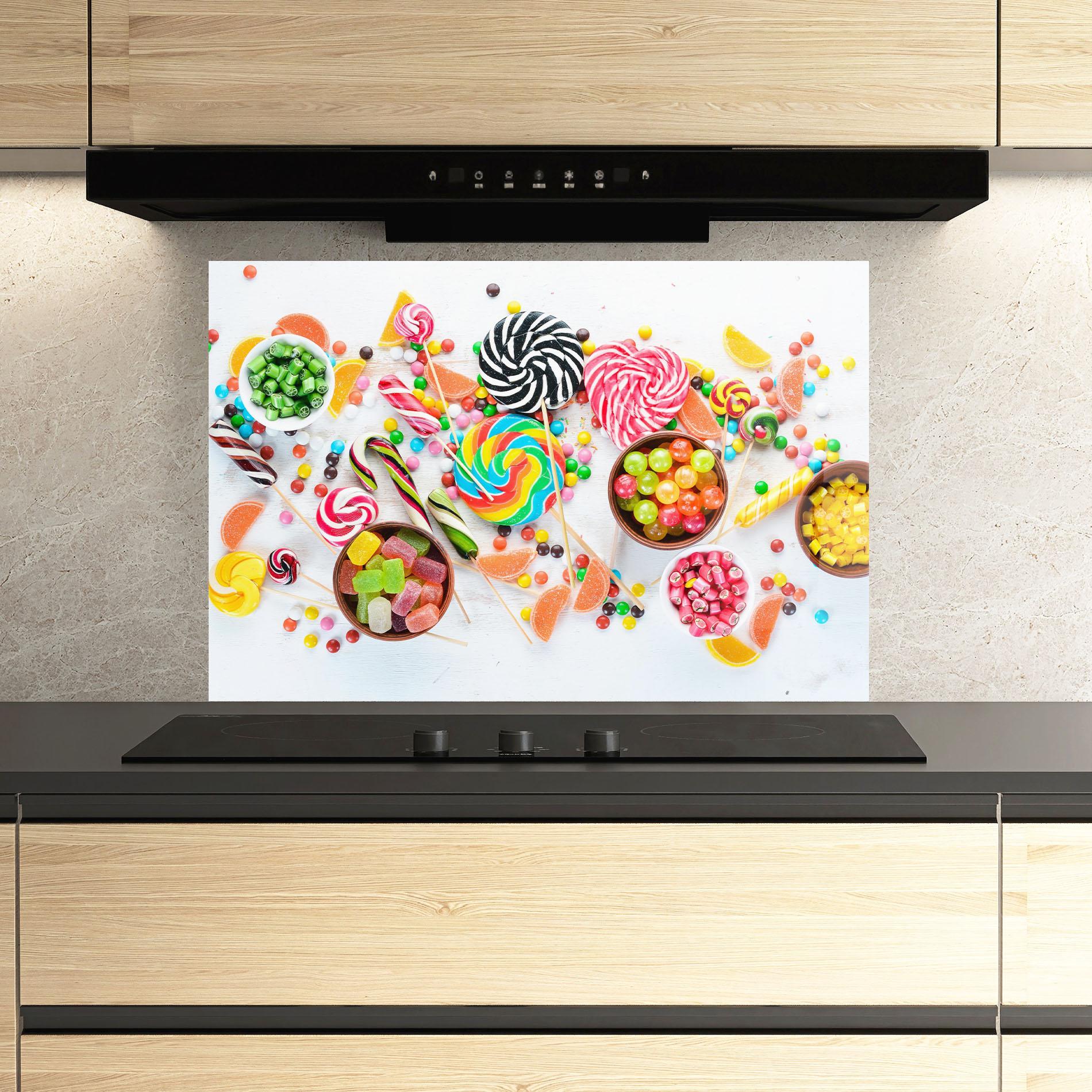 Стъклен панел за кухня Colorful Candies Jelly mockup 3