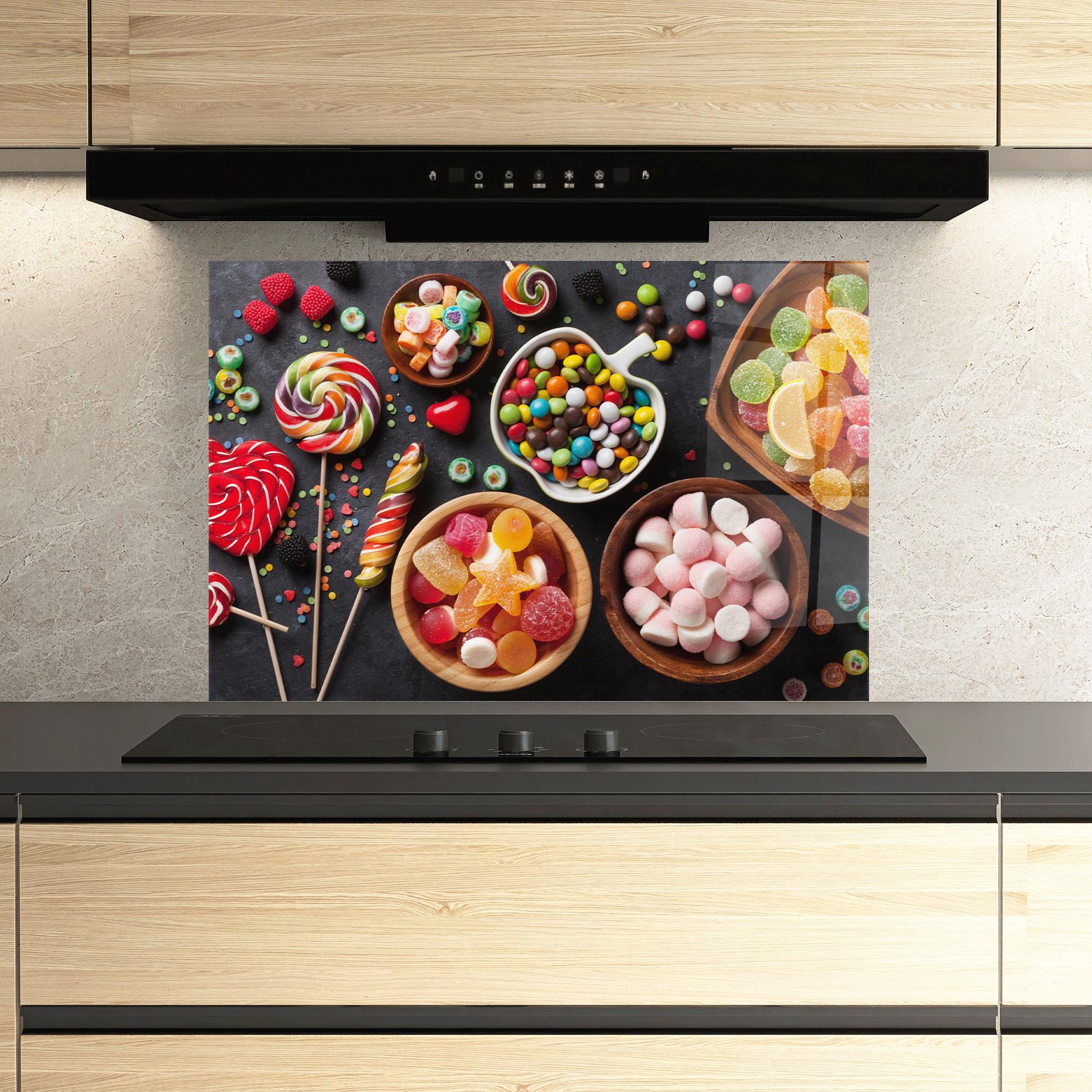 Стъклен панел за кухня Colorful Candies mockup 3