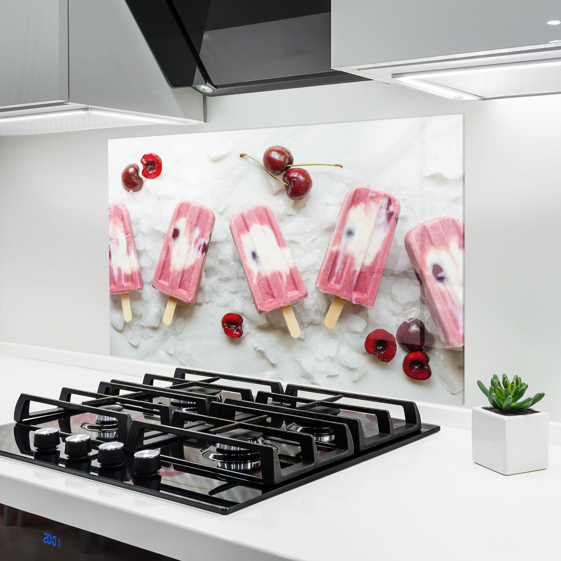 Стъклен панел за кухня Cherry Ice Cream mockup 6