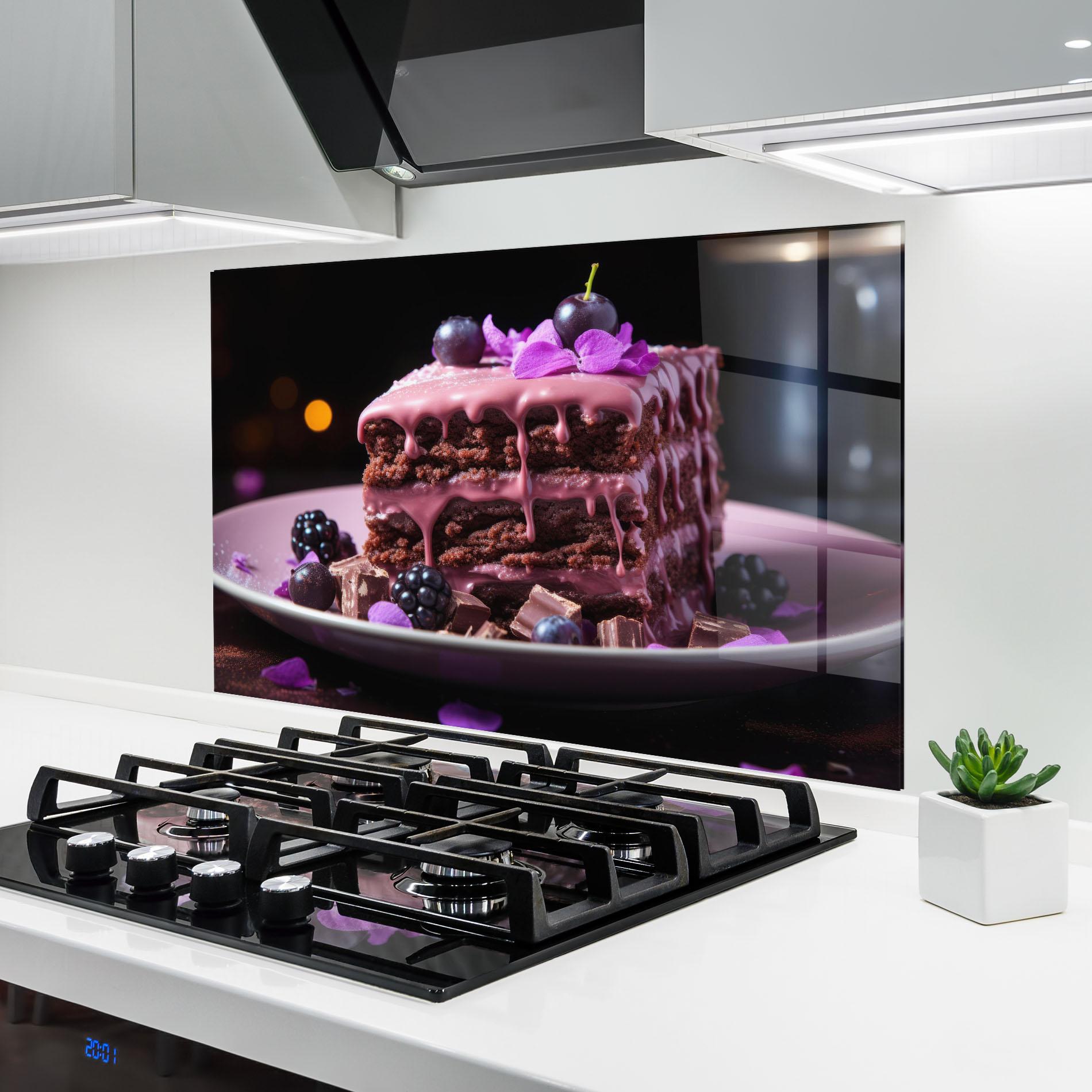 Стъклен панел за кухня Chocolate Berries mockup 6