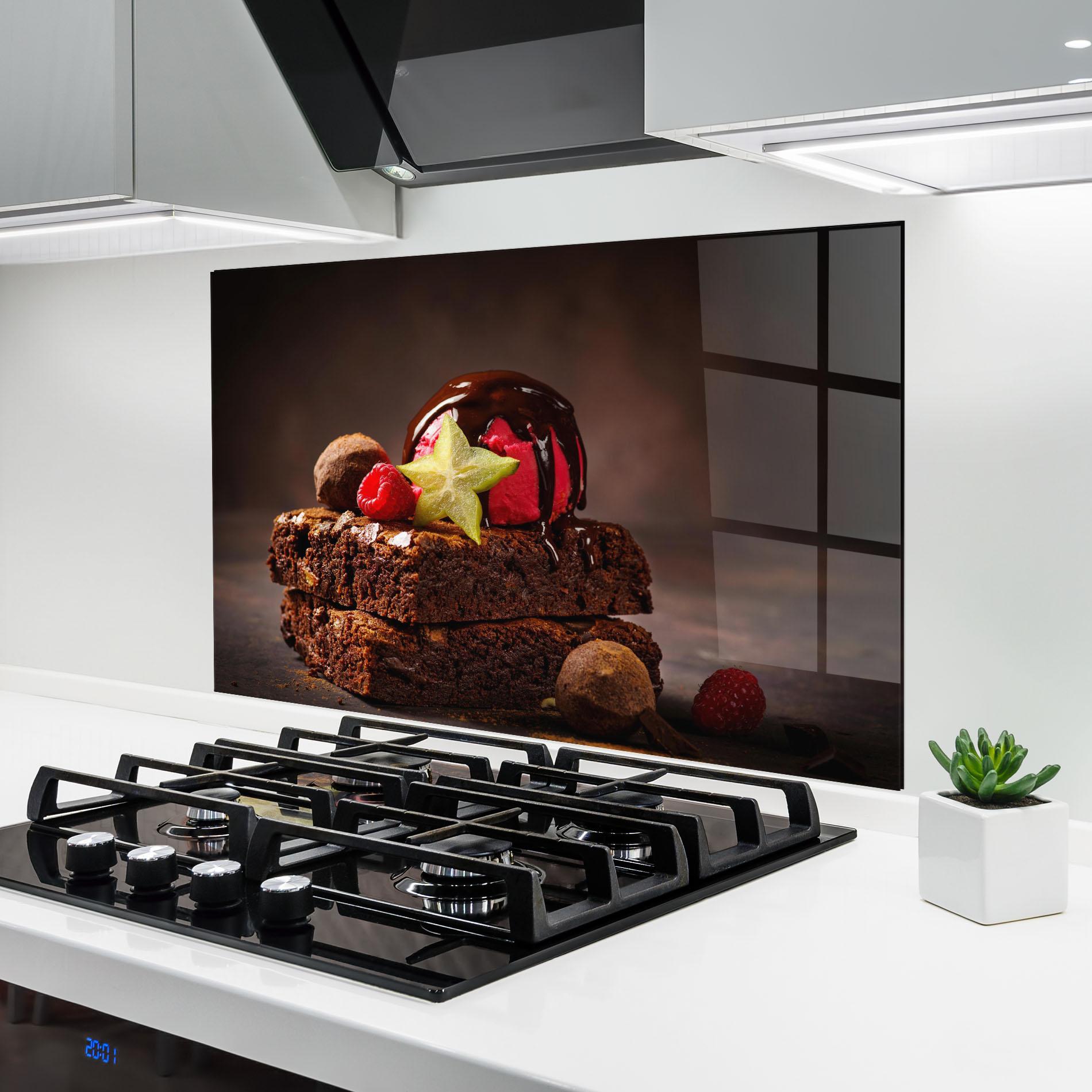 Стъклен панел за кухня Chocolate Brownie mockup 6