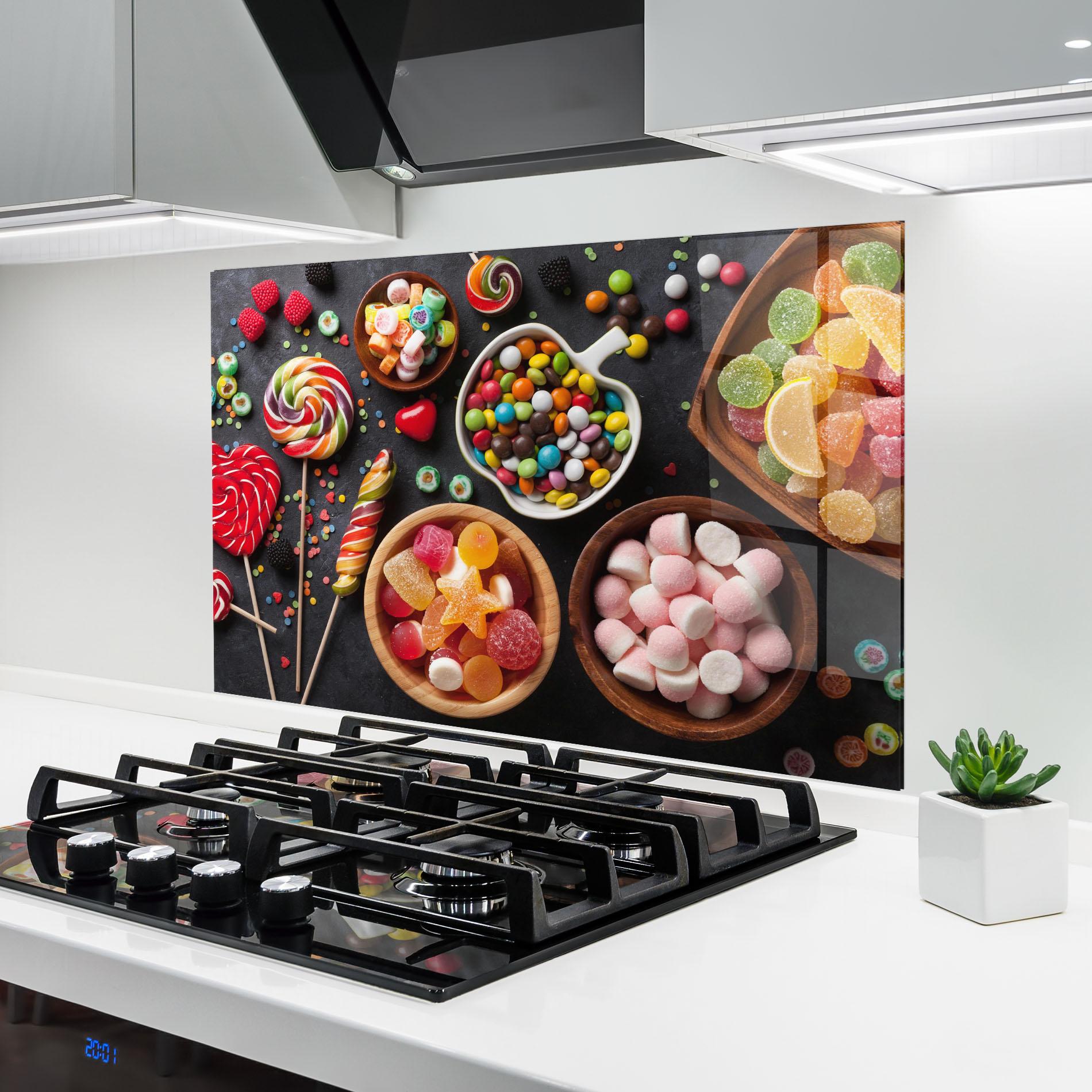 Стъклен панел за кухня Colorful Candies mockup 6