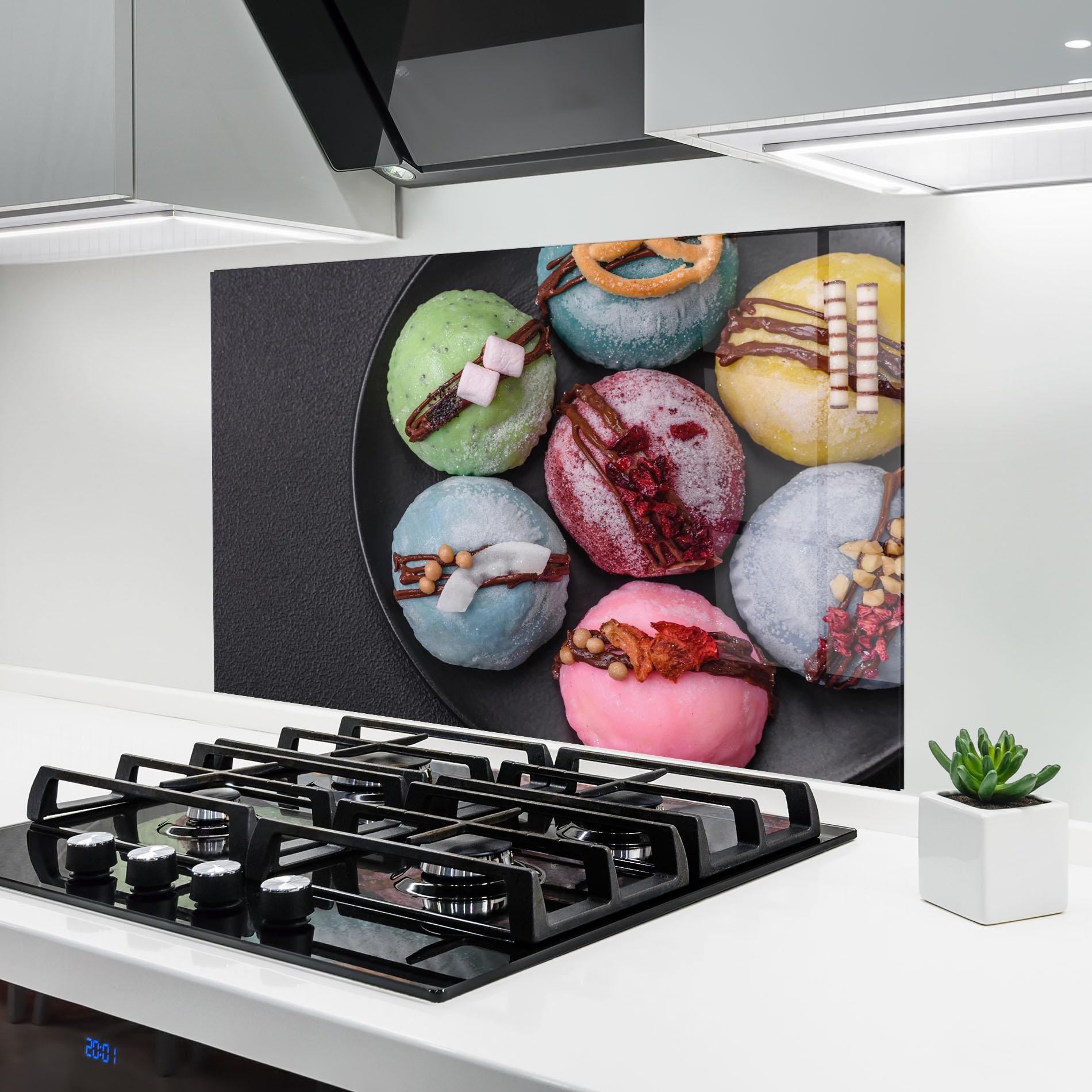 Стъклен панел за кухня Colorful Mochi Desserts mockup 6