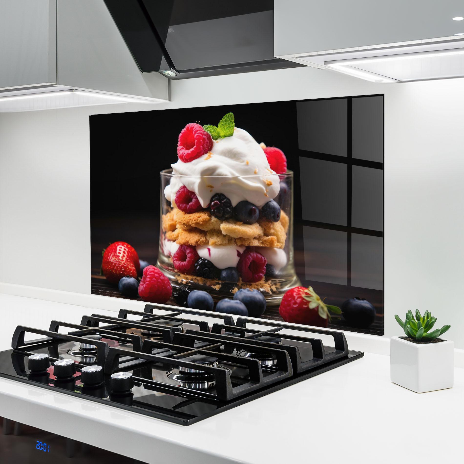 Стъклен панел за кухня Cup Fruit Dessert mockup 6
