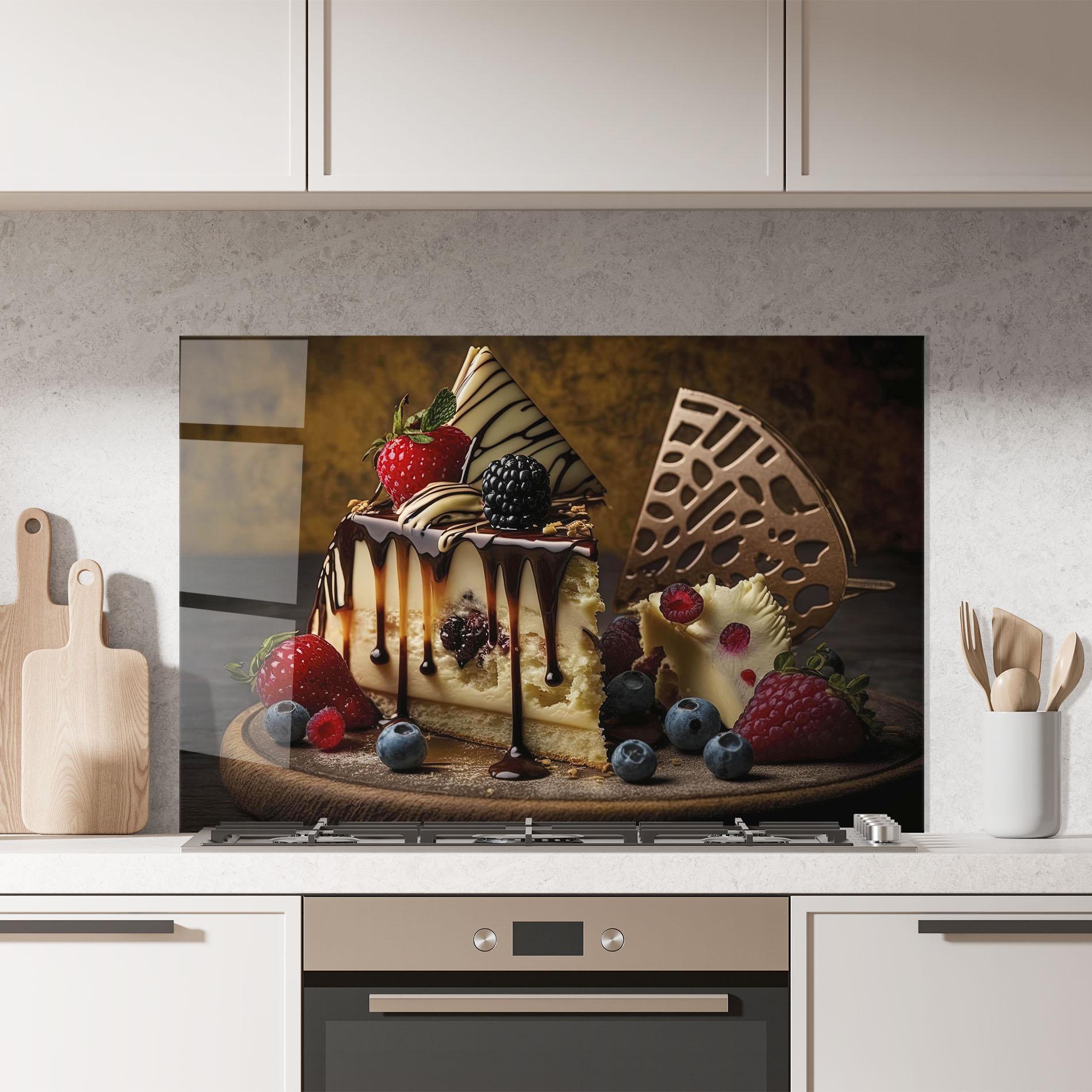 Стъклен панел за кухня Cheesecake Chocolate mockup 7