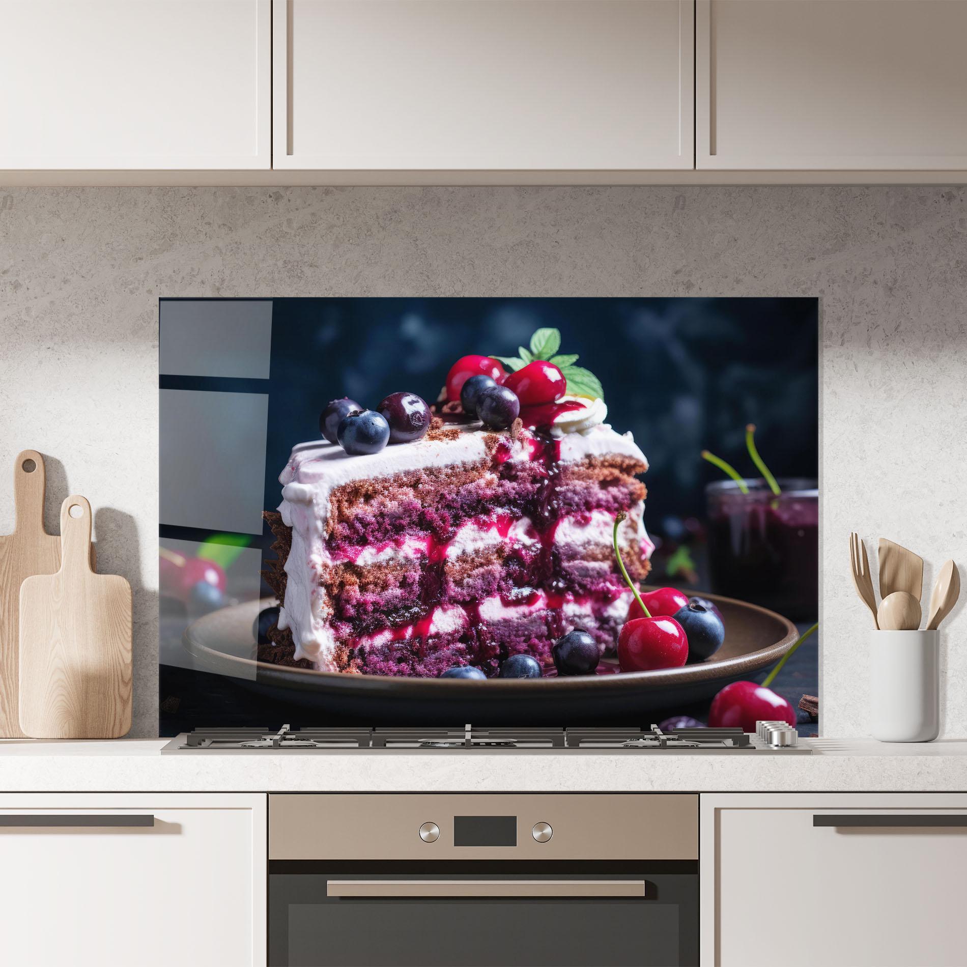 Стъклен панел за кухня Cherries Cream mockup 7